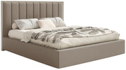 Polsterbett 160x200 cm Togents mit LED-Beleuchtung, brauner Veloursstoff, wasserabweisend