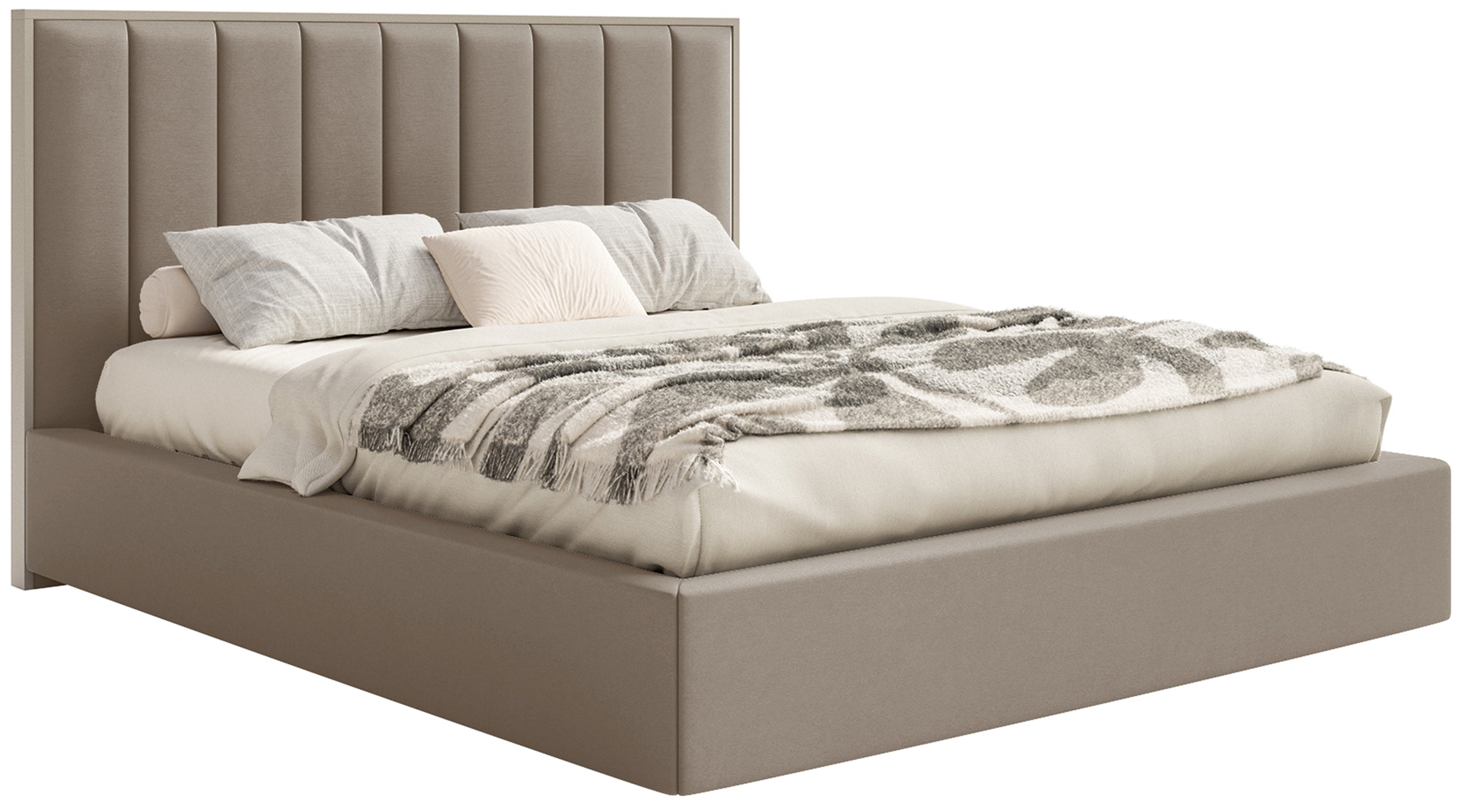 Polsterbett 160x200 cm Togents mit LED-Beleuchtung, brauner Veloursstoff, wasserabweisend