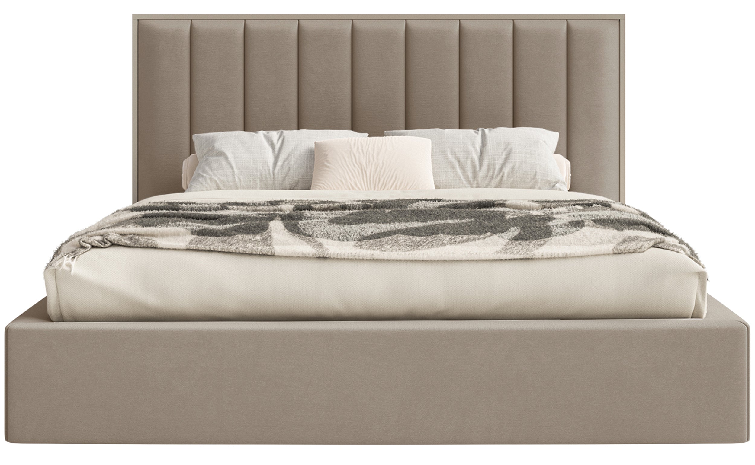 Polsterbett 160x200 cm Togents mit LED-Beleuchtung, brauner Veloursstoff, wasserabweisend