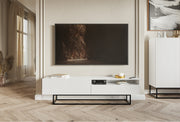 TV-Schrank Veldio mit gefräster Front und Nische, 175 cm, Weiß mit schwarzen Beinen