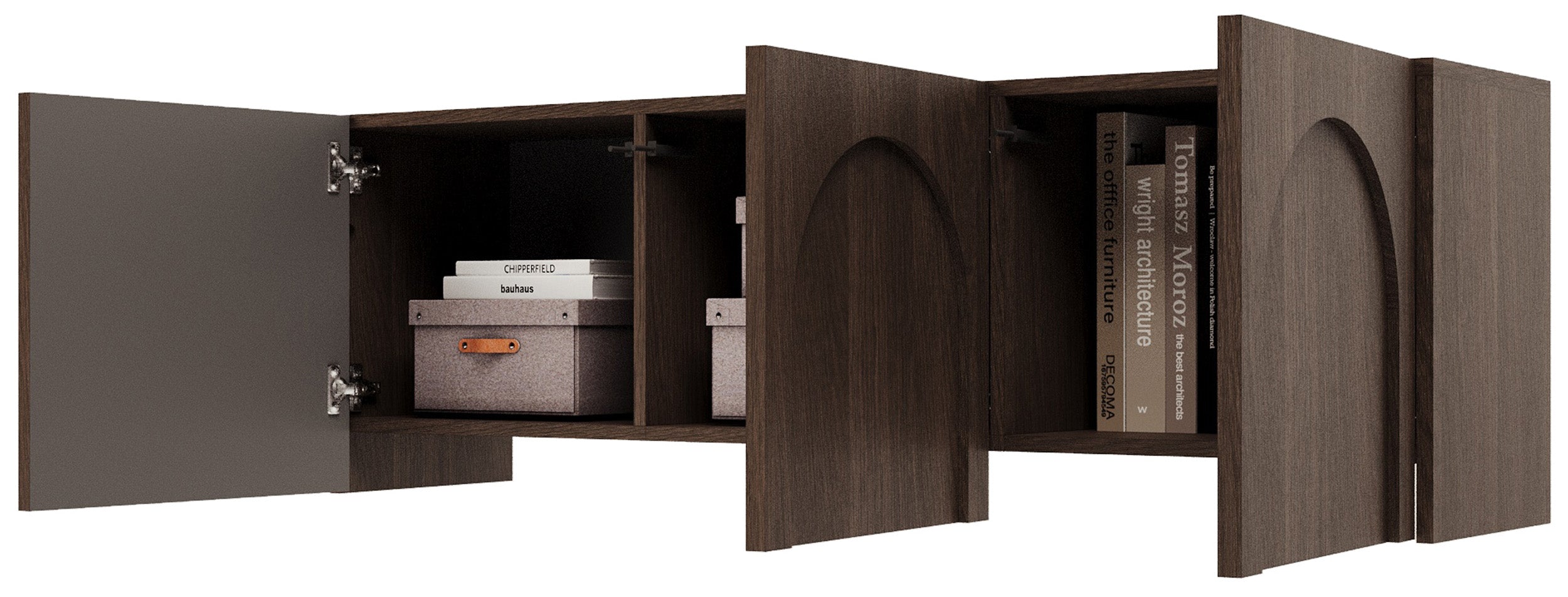 Drehtüriger TV-Schrank Arkadia mit gefrästen Fronten 150 cm Dunin-Eiche