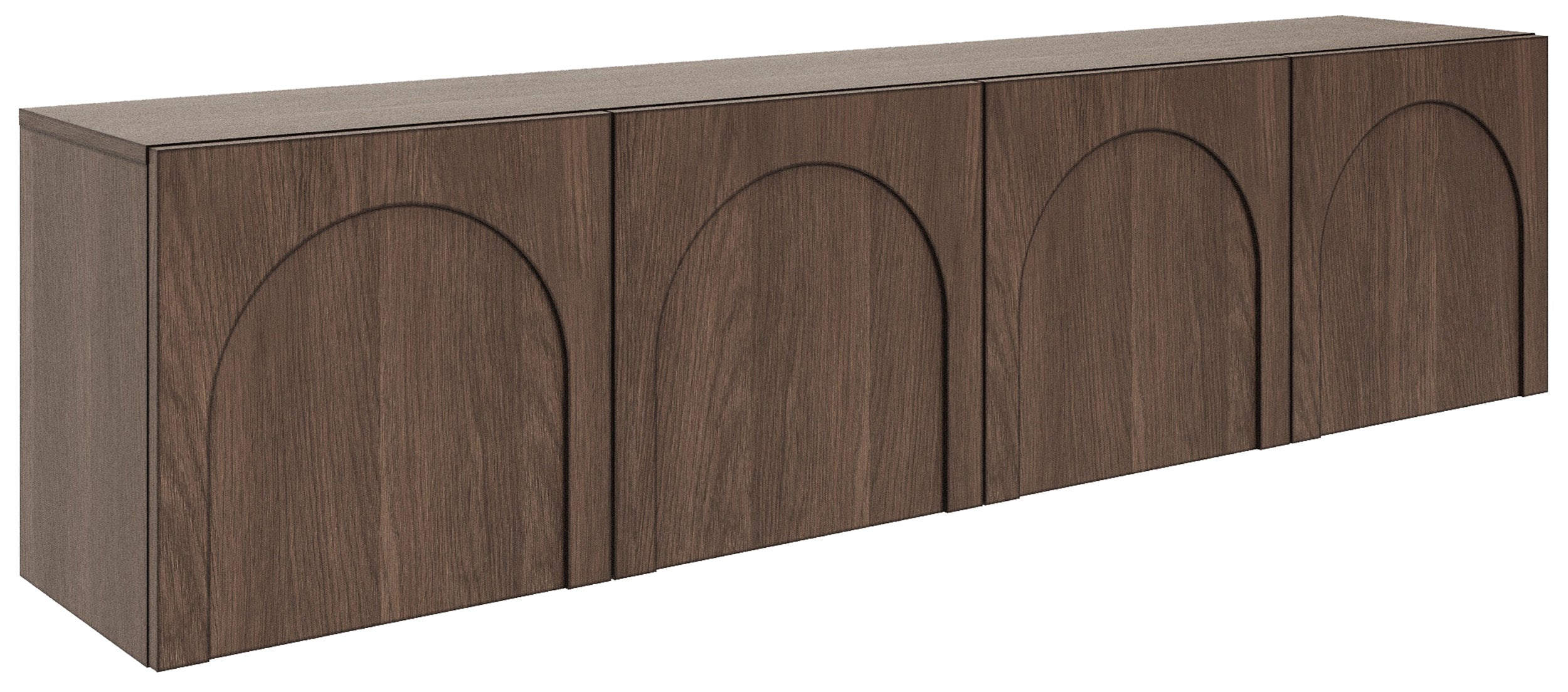 Vier-türiger TV-Schrank Arkadia mit gefrästen Fronten, 200 cm, Eiche Dunin
