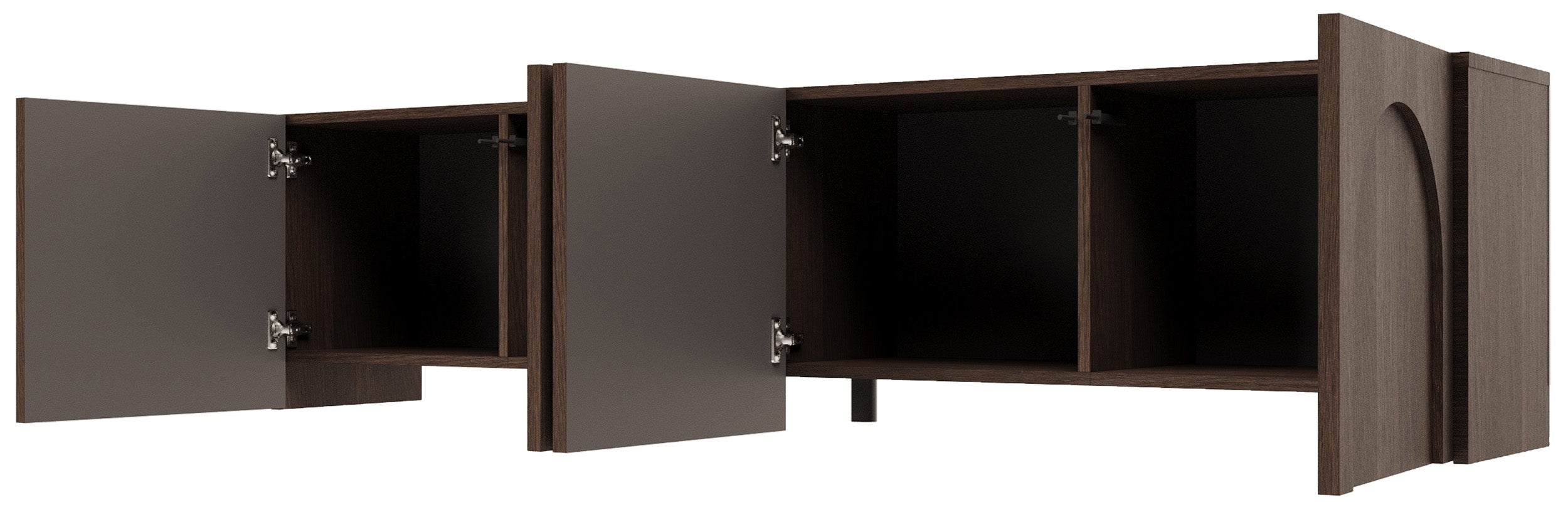 Vier-türiger TV-Schrank Arkadia mit gefrästen Fronten, 200 cm, Eiche Dunin