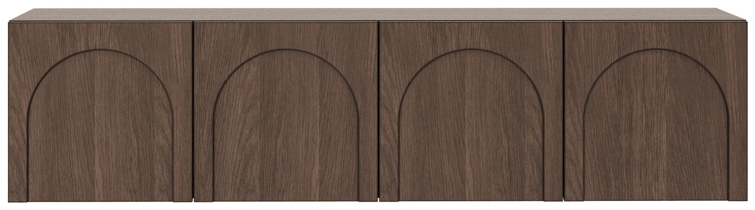 Vier-türiger TV-Schrank Arkadia mit gefrästen Fronten, 200 cm, Eiche Dunin