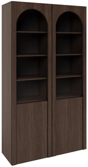 Zweiflügeliger Schrank Arkadia mit gefrästen und gläsernen Fronten, 100 cm, Eiche Dunin