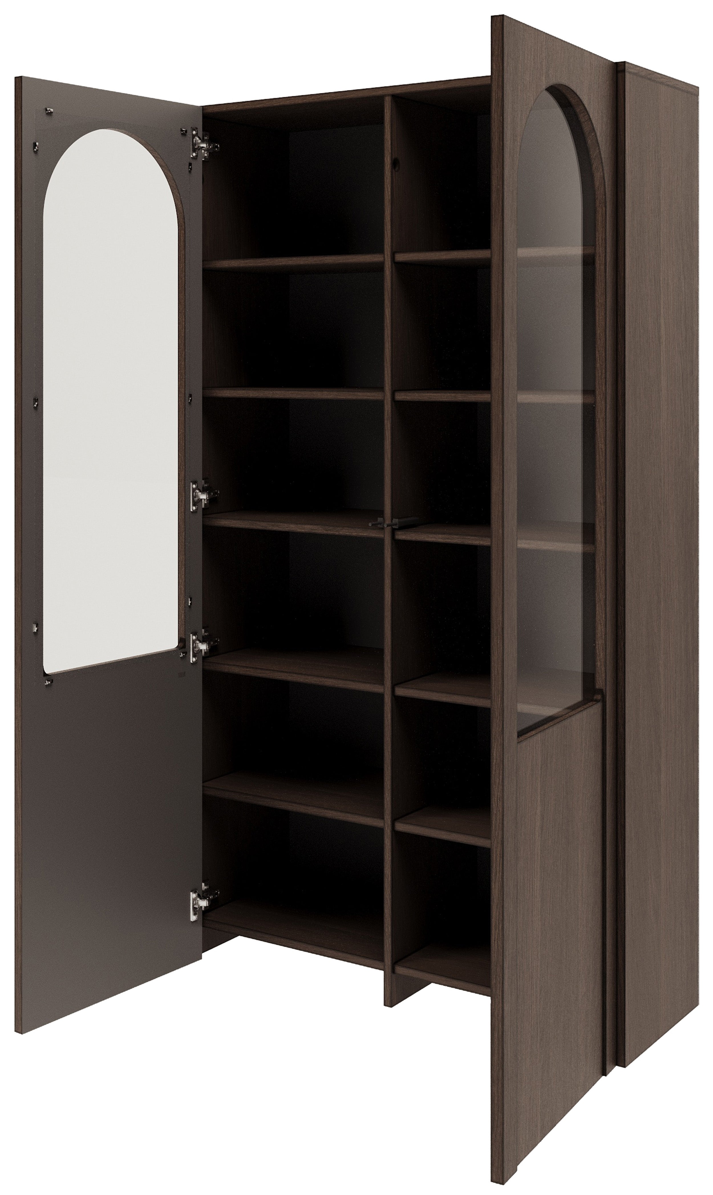 Zweiflügeliger Schrank Arkadia mit gefrästen und gläsernen Fronten, 100 cm, Eiche Dunin