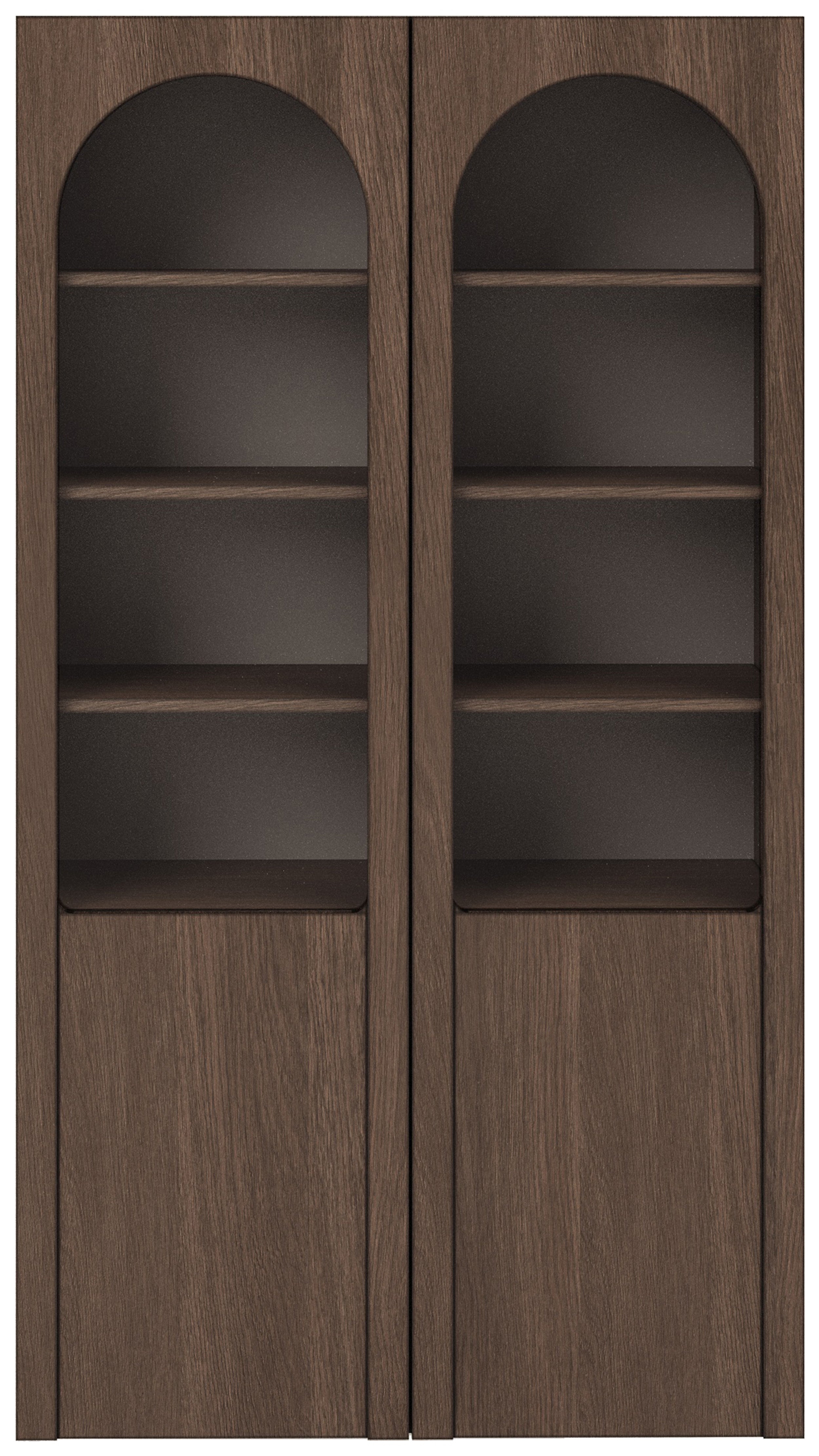 Zweiflügeliger Schrank Arkadia mit gefrästen und gläsernen Fronten, 100 cm, Eiche Dunin