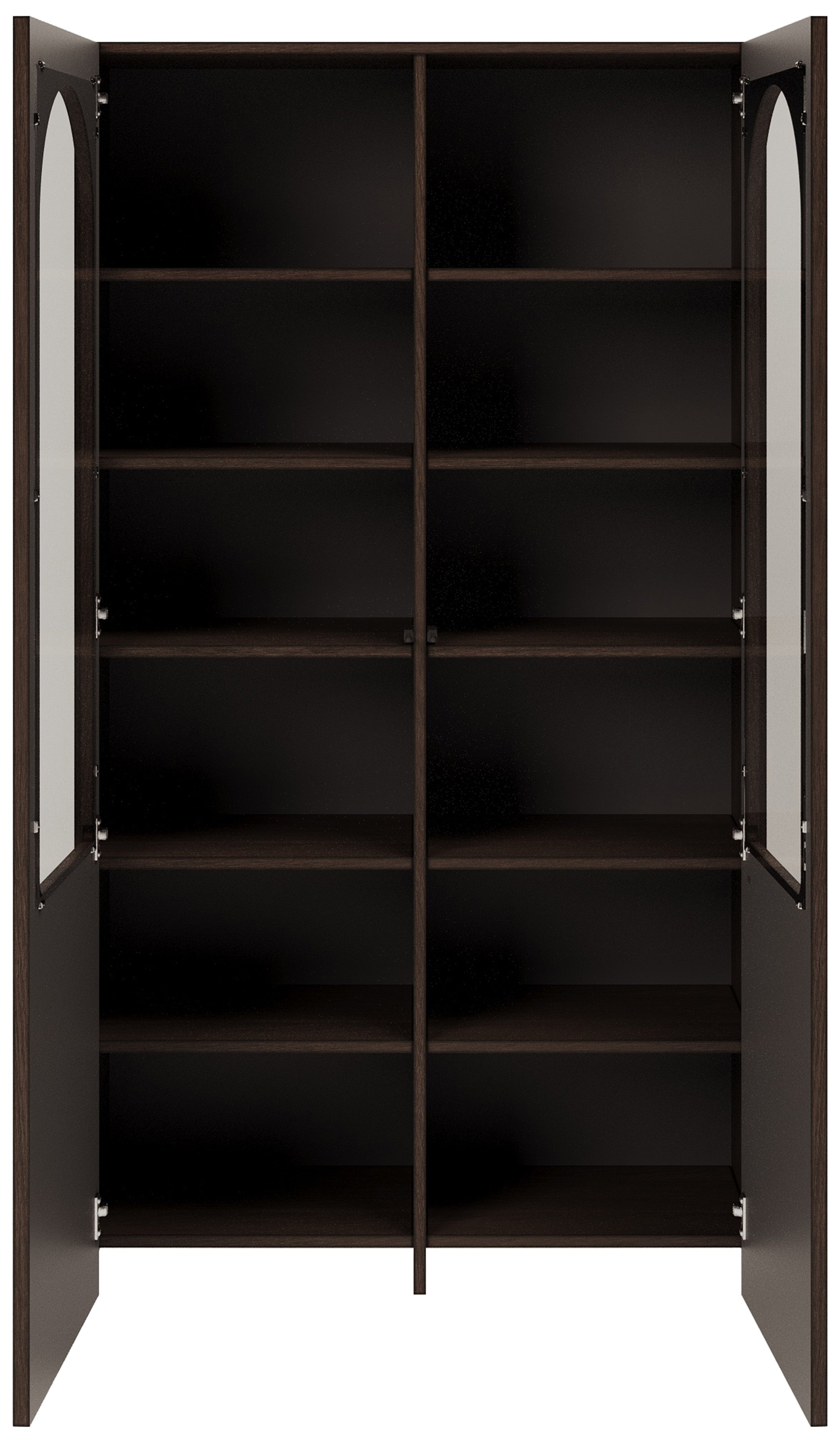 Zweiflügeliger Schrank Arkadia mit gefrästen und gläsernen Fronten, 100 cm, Eiche Dunin
