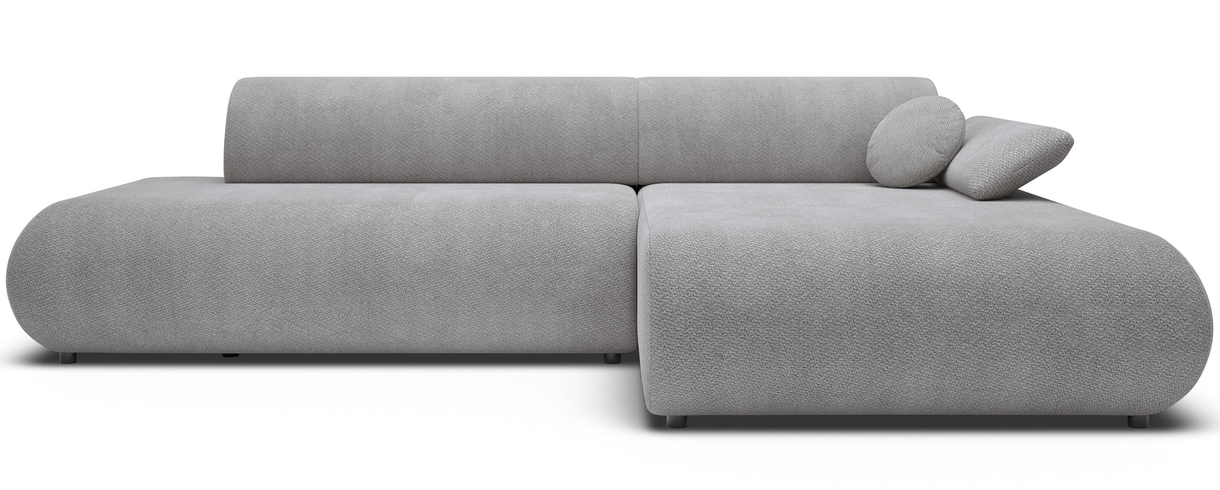 Ecksofa mit Schlaffunktion Armone, L-förmig, rechtsseitig, grauer Chenille-Stoff