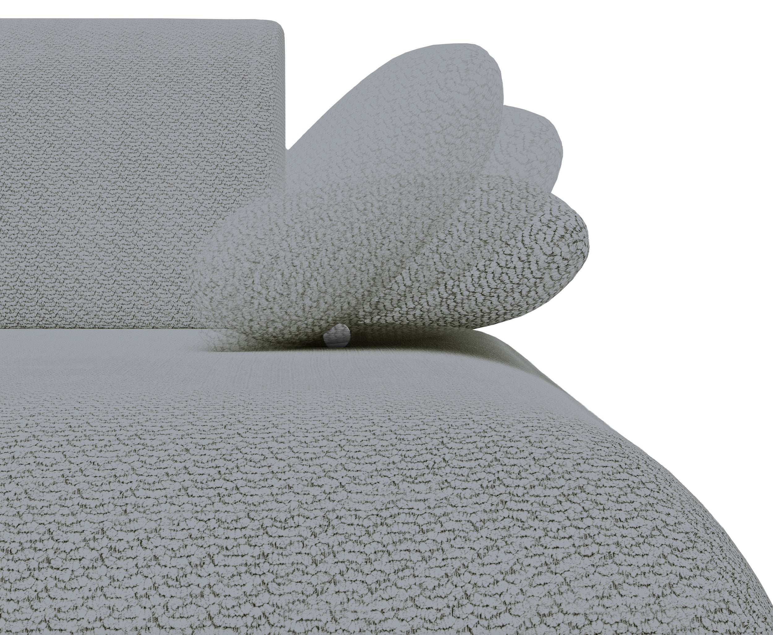 Ecksofa mit Schlaffunktion Armone, L-förmig, rechtsseitig, grauer Chenille-Stoff