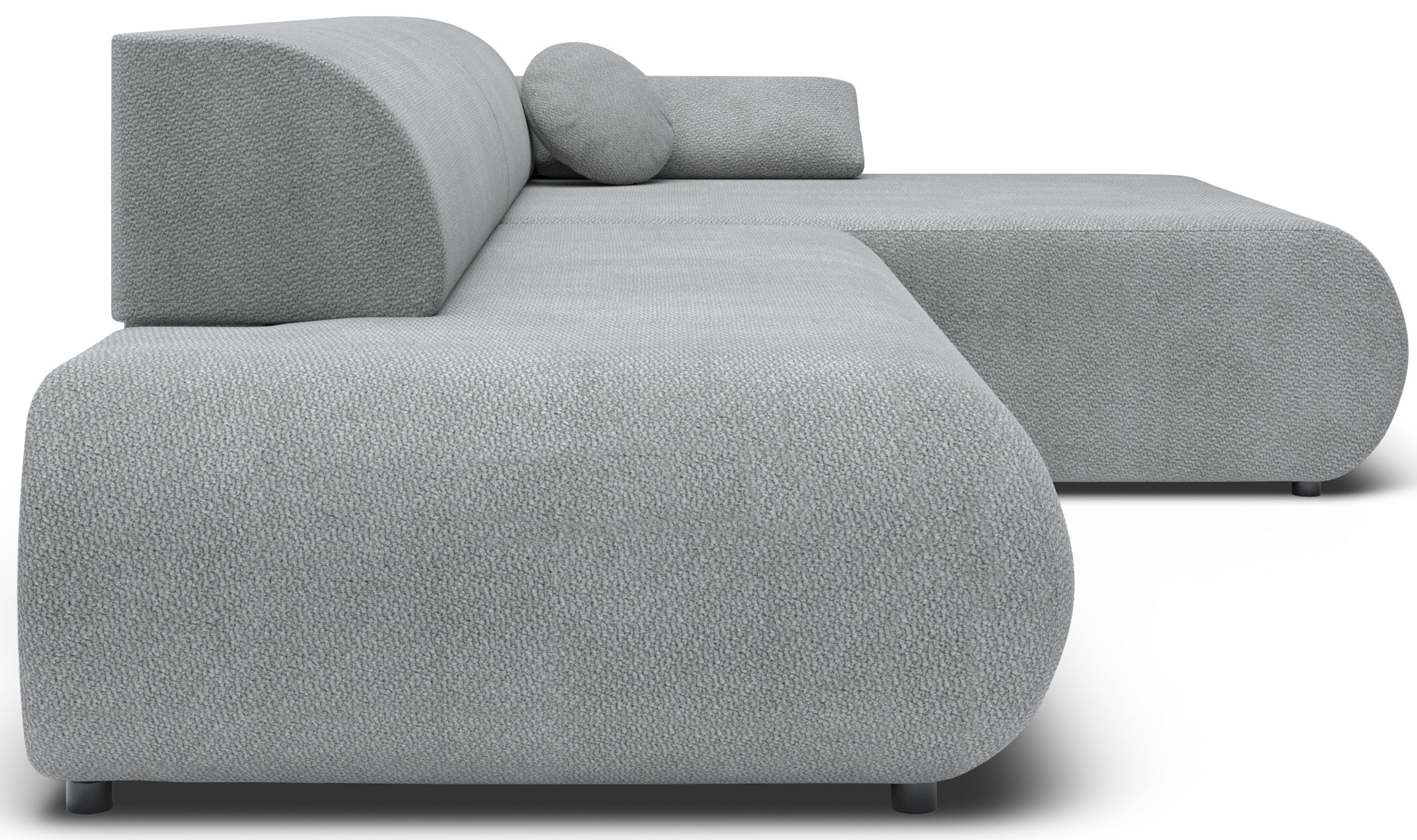 Ecksofa mit Schlaffunktion Armone, L-förmig, rechtsseitig, grauer Chenille-Stoff