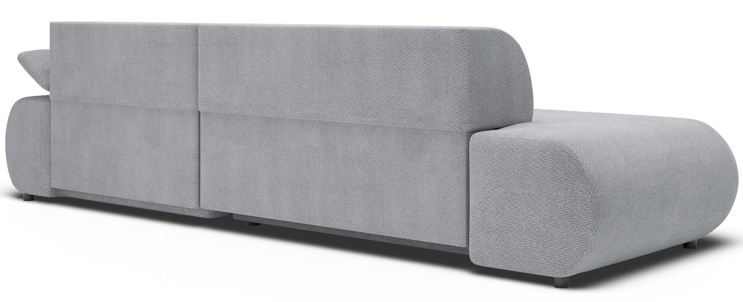 Ecksofa mit Schlaffunktion Armone, L-förmig, rechtsseitig, grauer Chenille-Stoff