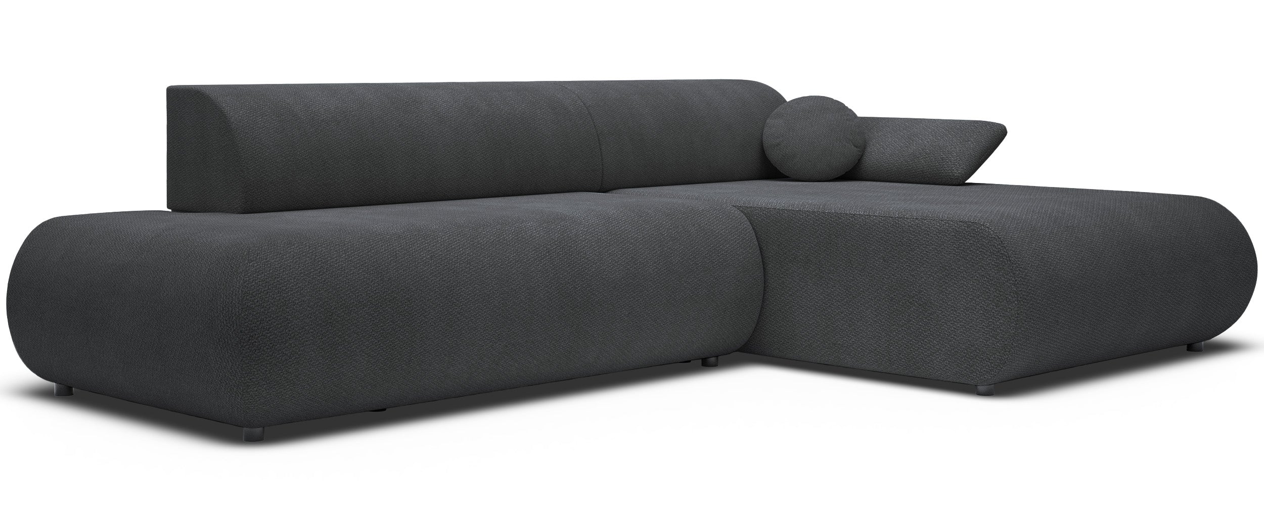 Ecksofa mit Schlafunktion Armone, L-förmig, rechtsseitig, grafitfarben, Chenille