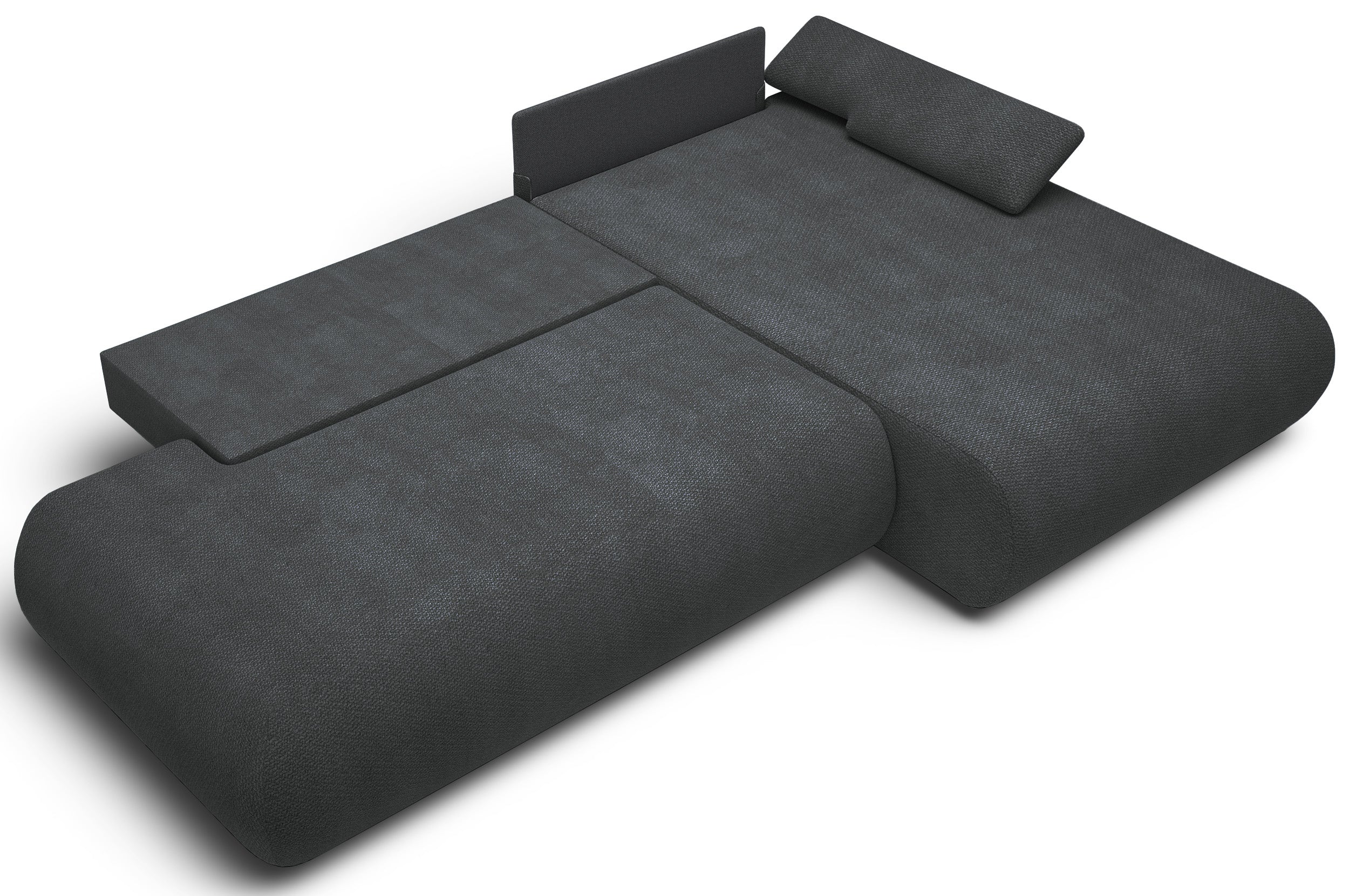 Ecksofa mit Schlafunktion Armone, L-förmig, rechtsseitig, grafitfarben, Chenille