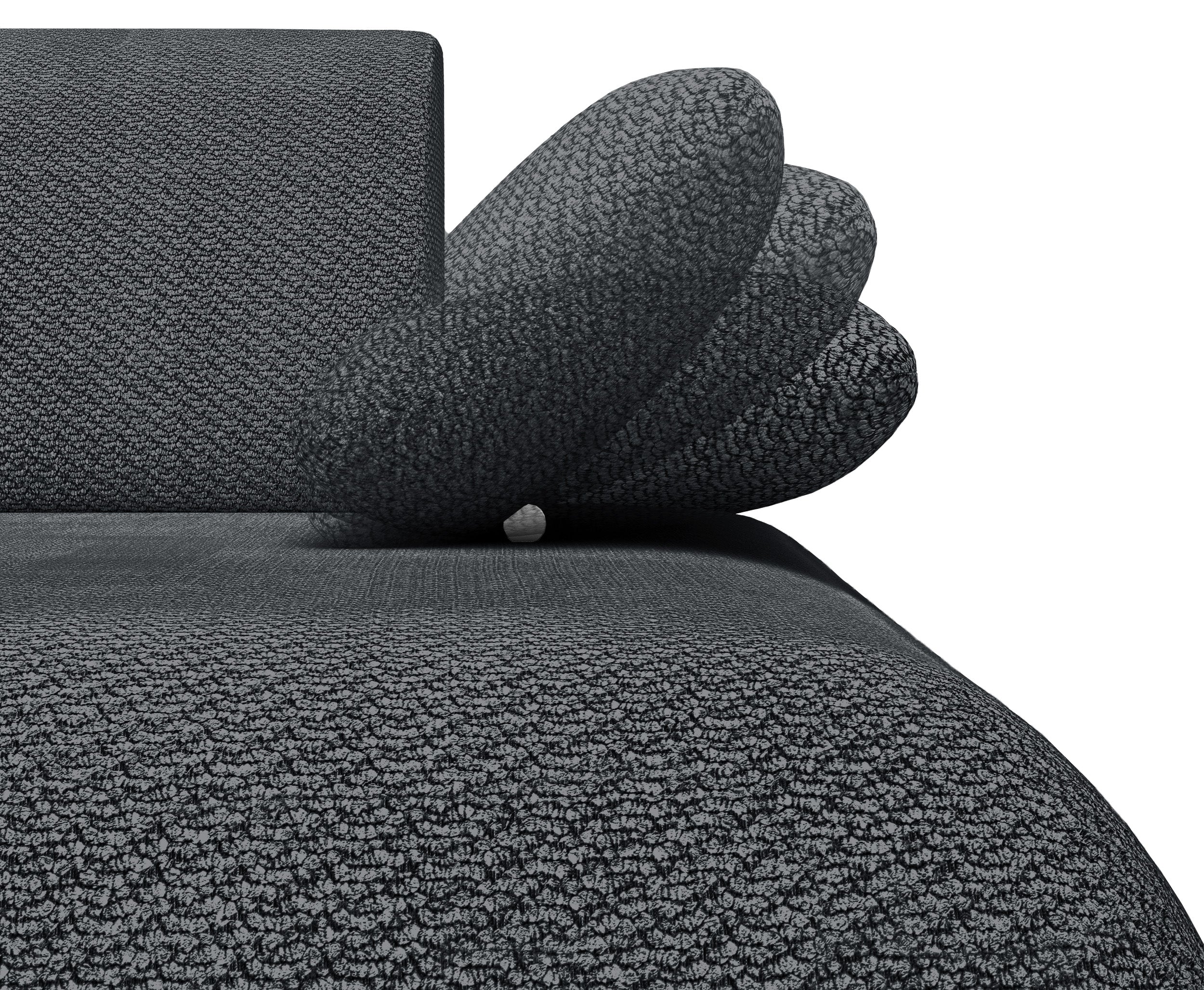 Ecksofa mit Schlafunktion Armone, L-förmig, rechtsseitig, grafitfarben, Chenille