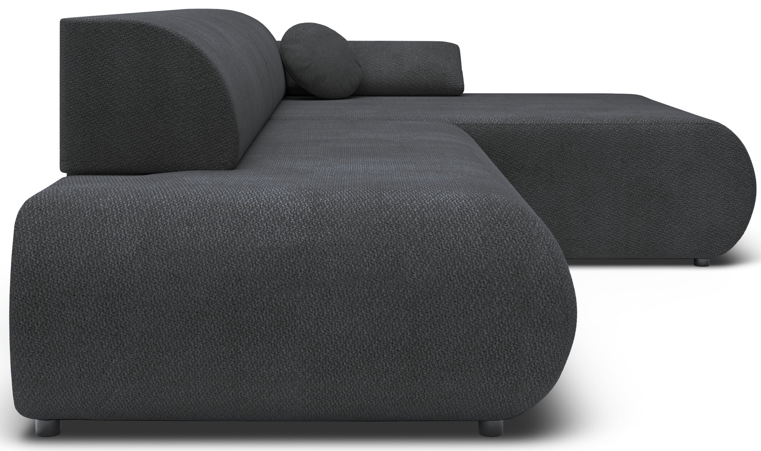Ecksofa mit Schlafunktion Armone, L-förmig, rechtsseitig, grafitfarben, Chenille