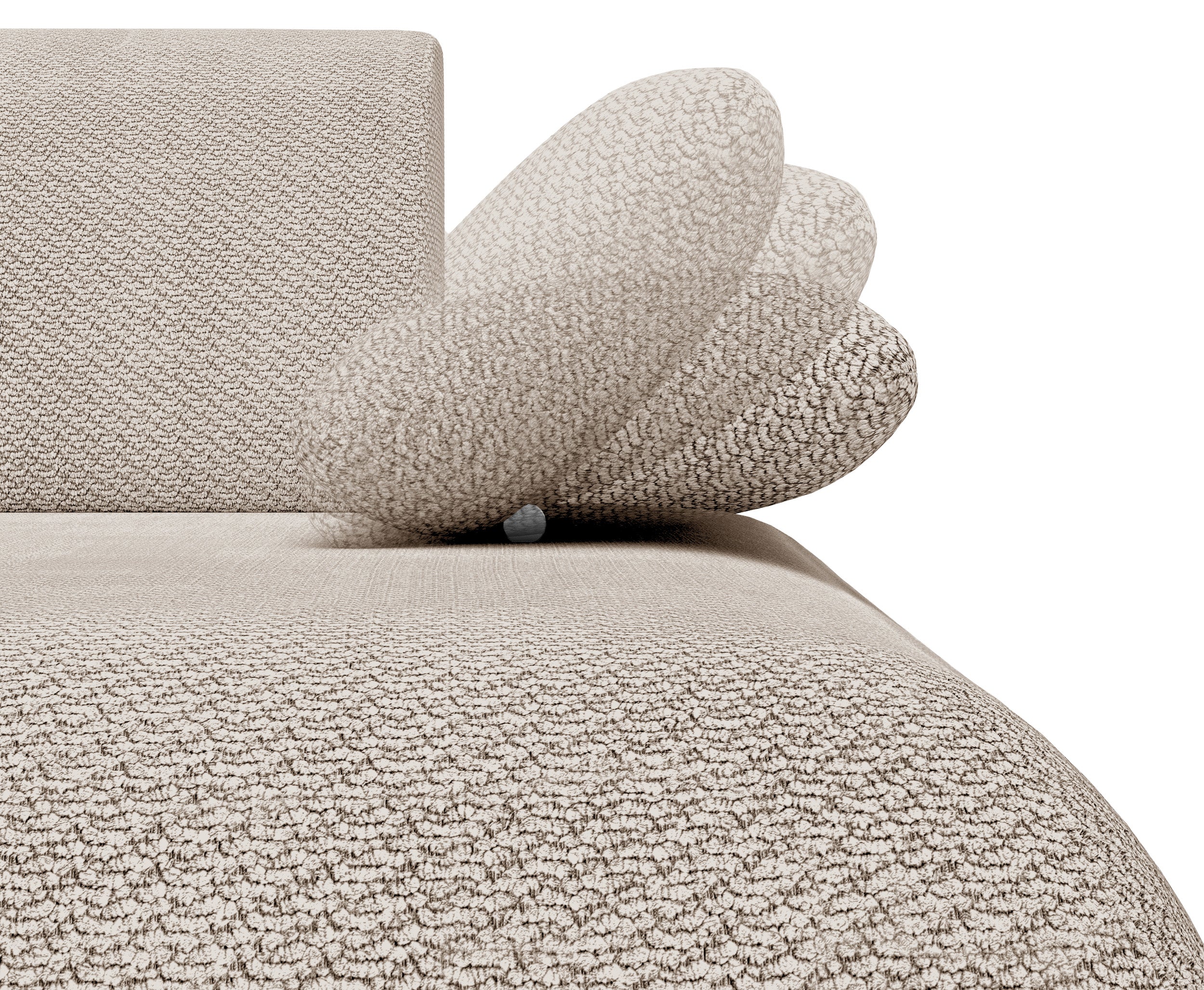 Ecksofa mit Schlaffunktion Armone, L-förmig, rechtsseitig, hellbeige Chenille