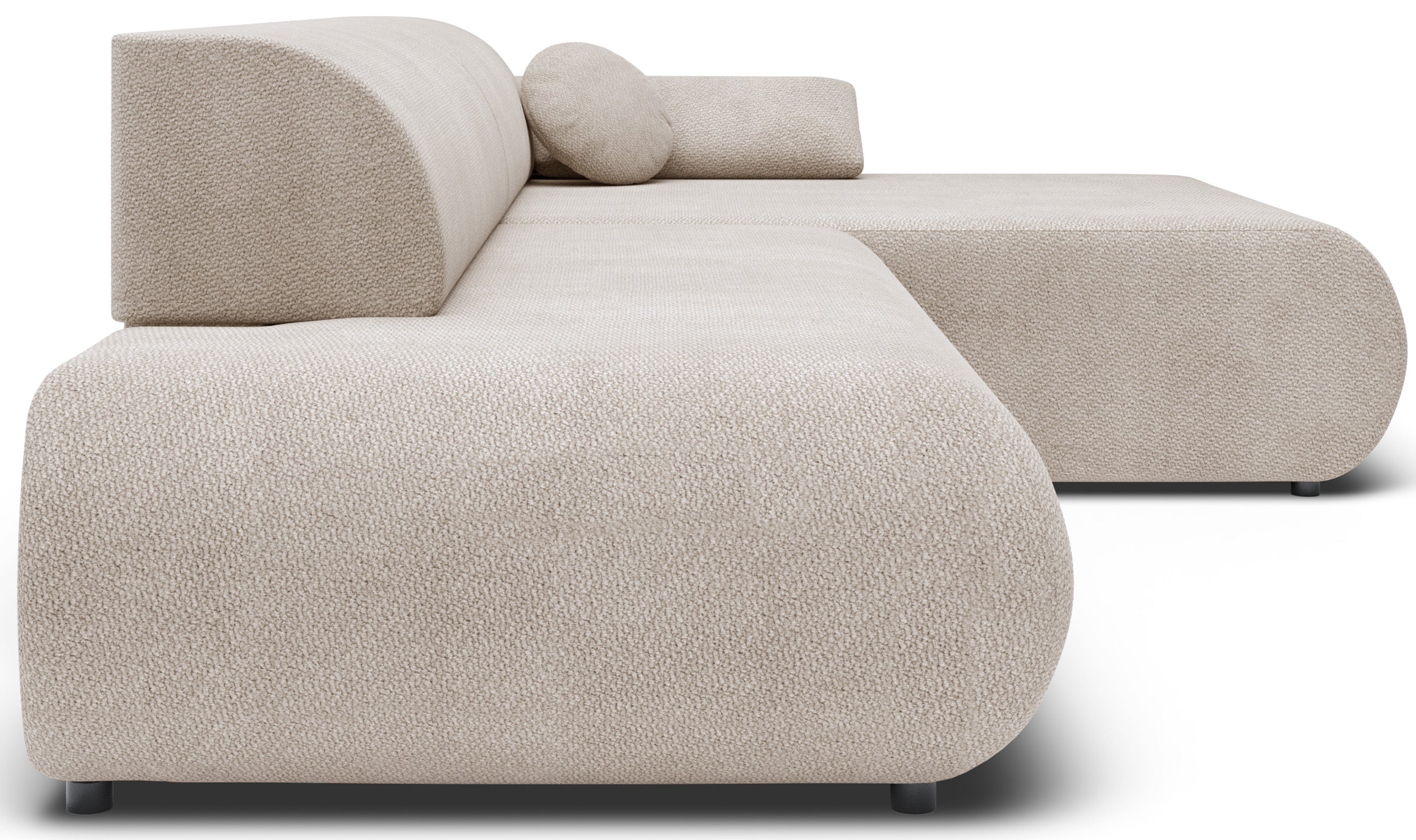 Ecksofa mit Schlaffunktion Armone, L-förmig, rechtsseitig, hellbeige Chenille