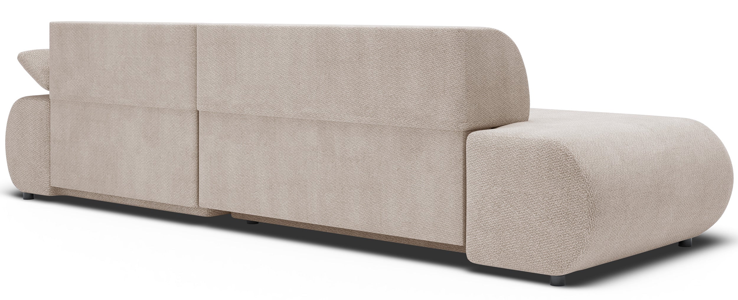 Ecksofa mit Schlaffunktion Armone, L-förmig, rechtsseitig, hellbeige Chenille
