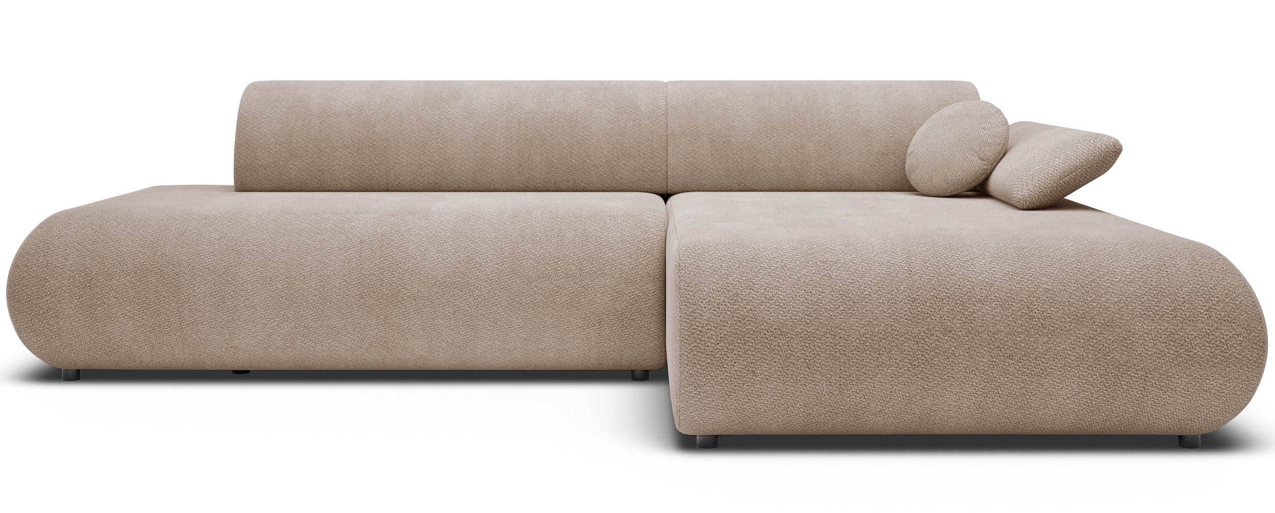 Ecksofa mit Schlaffunktion Armone, L-förmig, rechtsseitig, beige Chenille