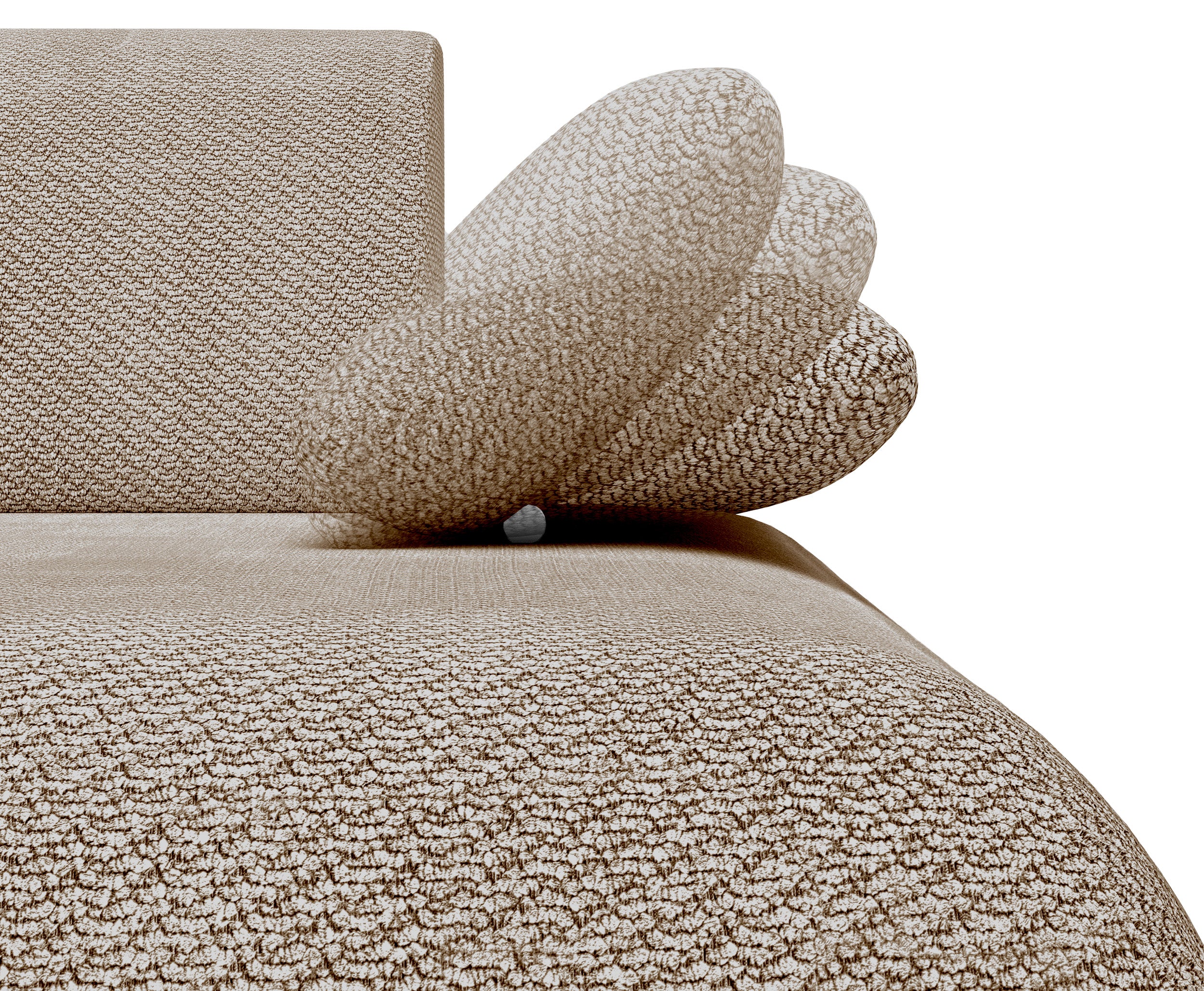 Ecksofa mit Schlaffunktion Armone, L-förmig, rechtsseitig, beige Chenille