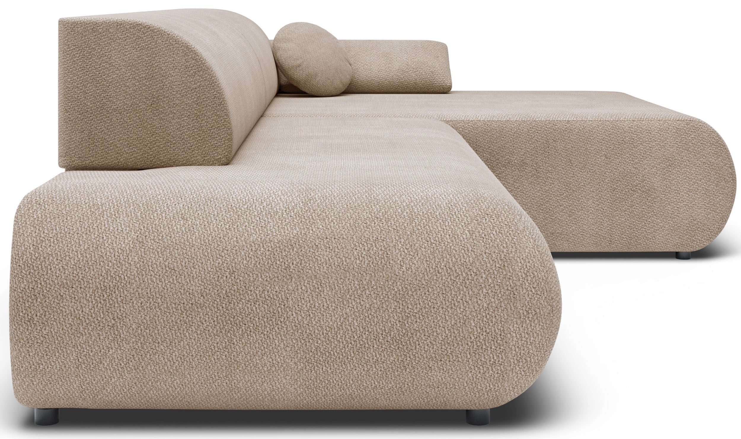 Ecksofa mit Schlaffunktion Armone, L-förmig, rechtsseitig, beige Chenille