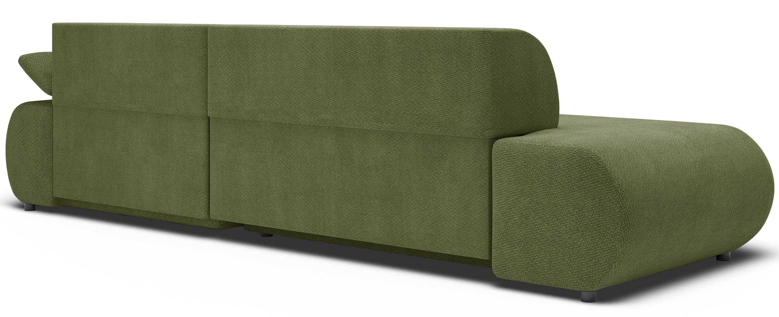 Ecksofa mit Schlaffunktion Armone, L-förmig, rechtsseitig, olivgrüner Chenille-Stoff