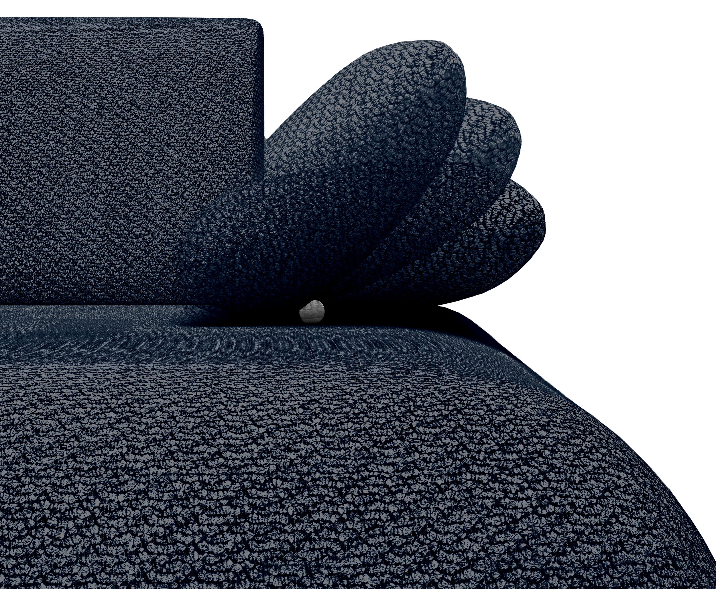 Ecksofa mit Schlafunktion Armone, L-förmig, rechtsseitig, marineblauer Chenille-Stoff