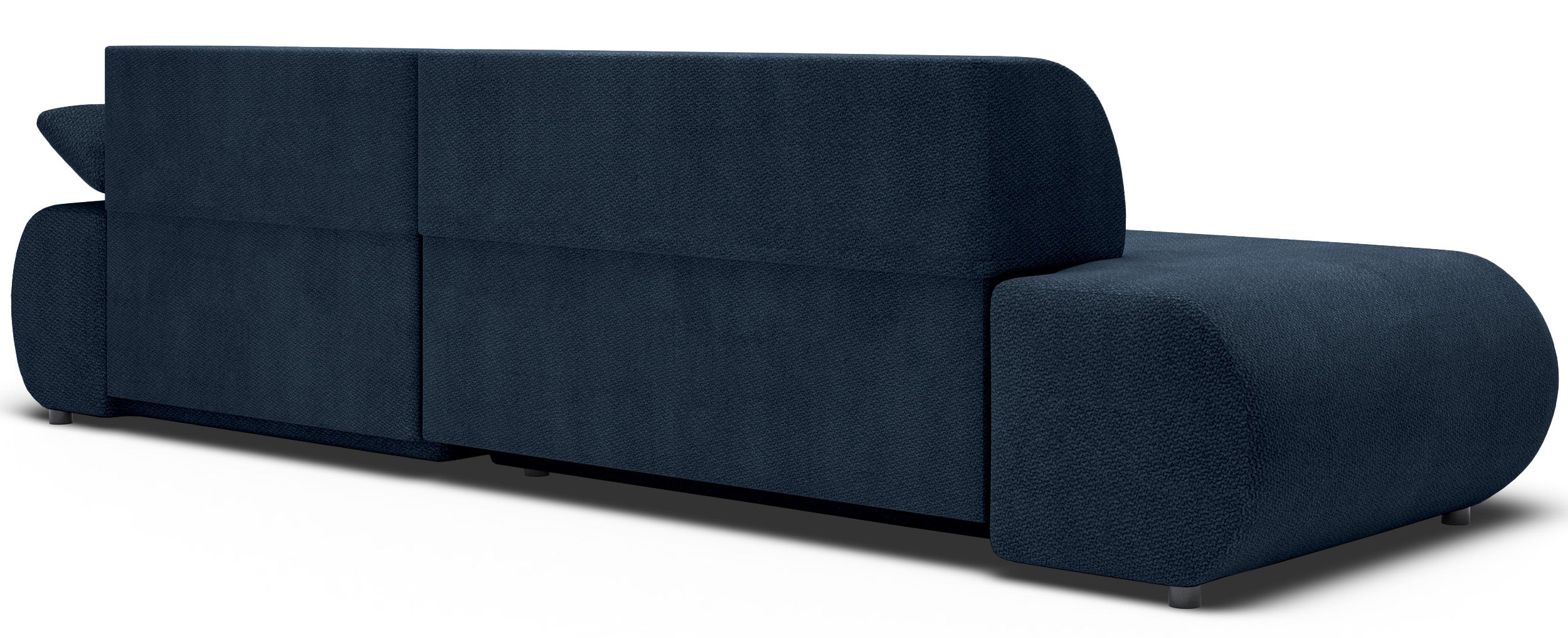 Ecksofa mit Schlafunktion Armone, L-förmig, rechtsseitig, marineblauer Chenille-Stoff