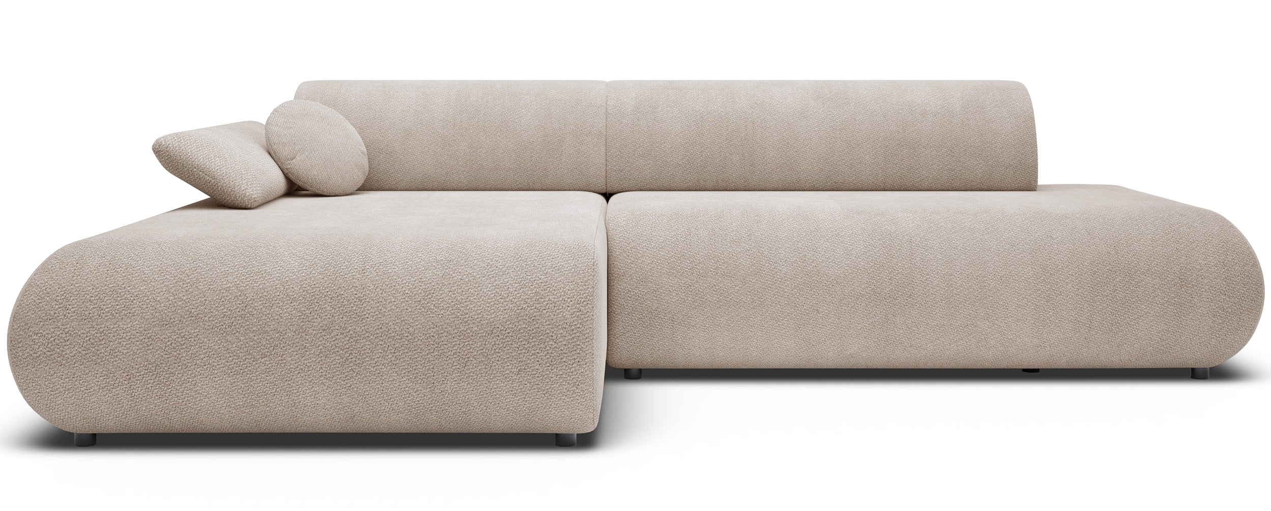 Ecksofa mit Schlaffunktion Armone, L-förmig, linksseitig, hellbeige Chenille