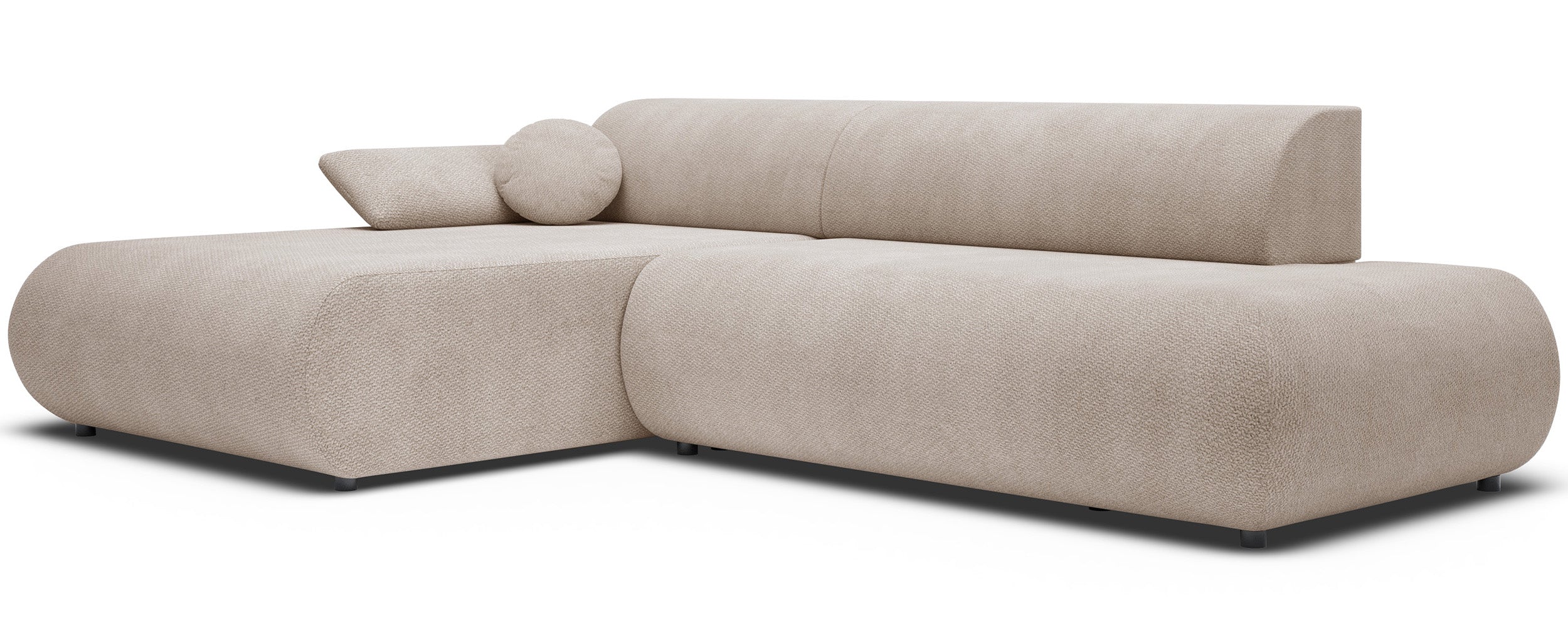 Ecksofa mit Schlaffunktion Armone, L-förmig, linksseitig, hellbeige Chenille