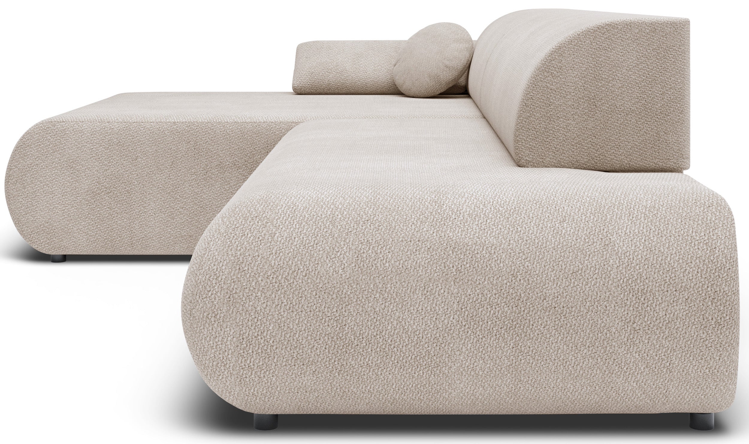 Ecksofa mit Schlaffunktion Armone, L-förmig, linksseitig, hellbeige Chenille