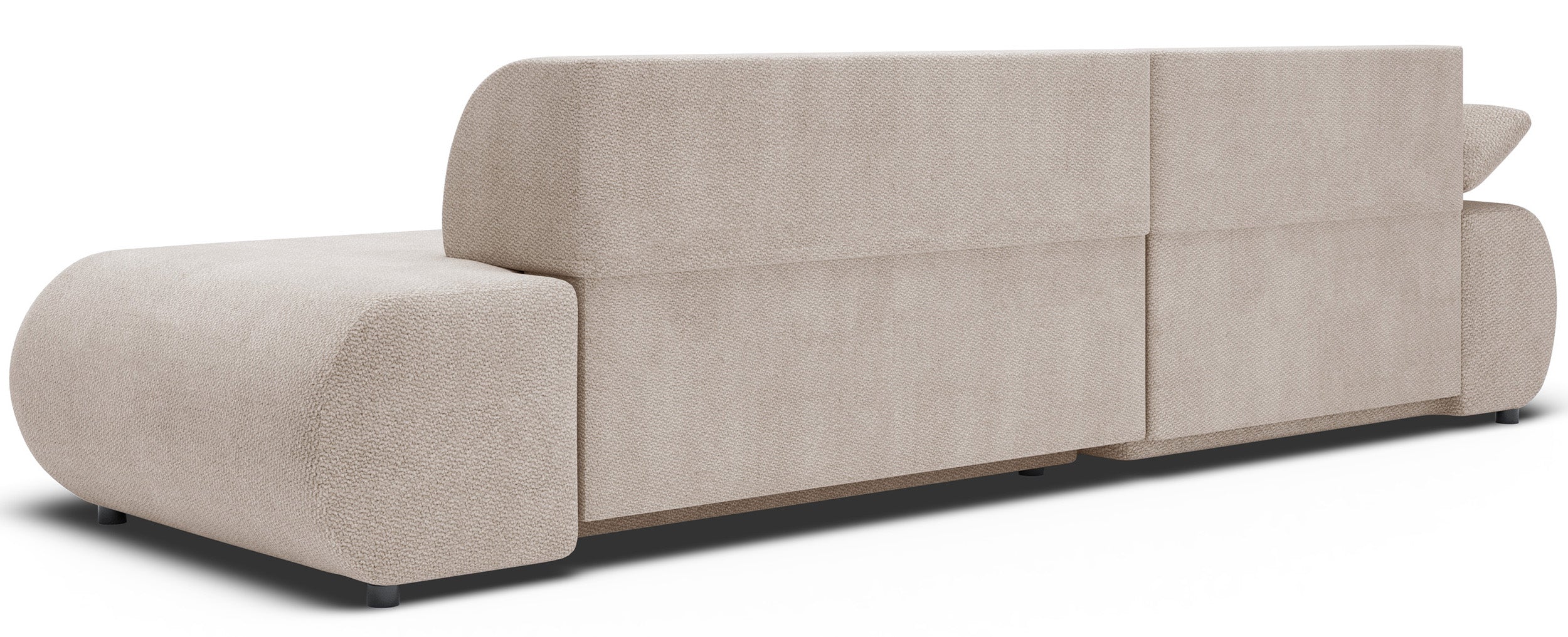 Ecksofa mit Schlaffunktion Armone, L-förmig, linksseitig, hellbeige Chenille