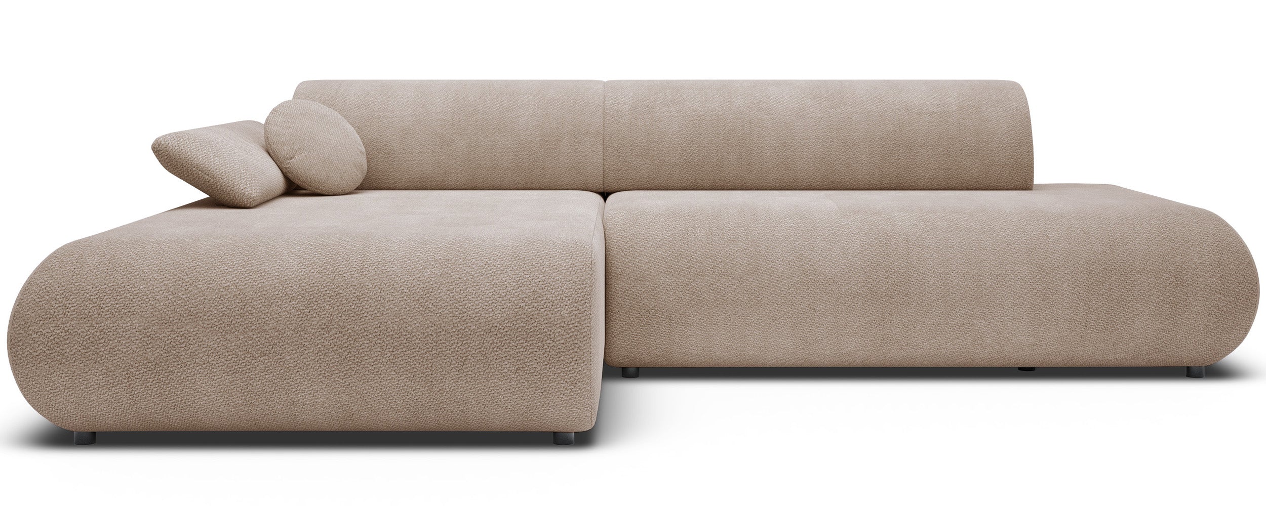 Ecksofa mit Schlaffunktion Armone, L-förmig, linksseitig, beige Chenille