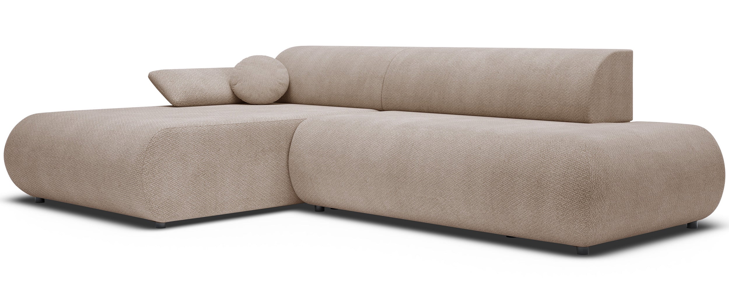 Ecksofa mit Schlaffunktion Armone, L-förmig, linksseitig, beige Chenille