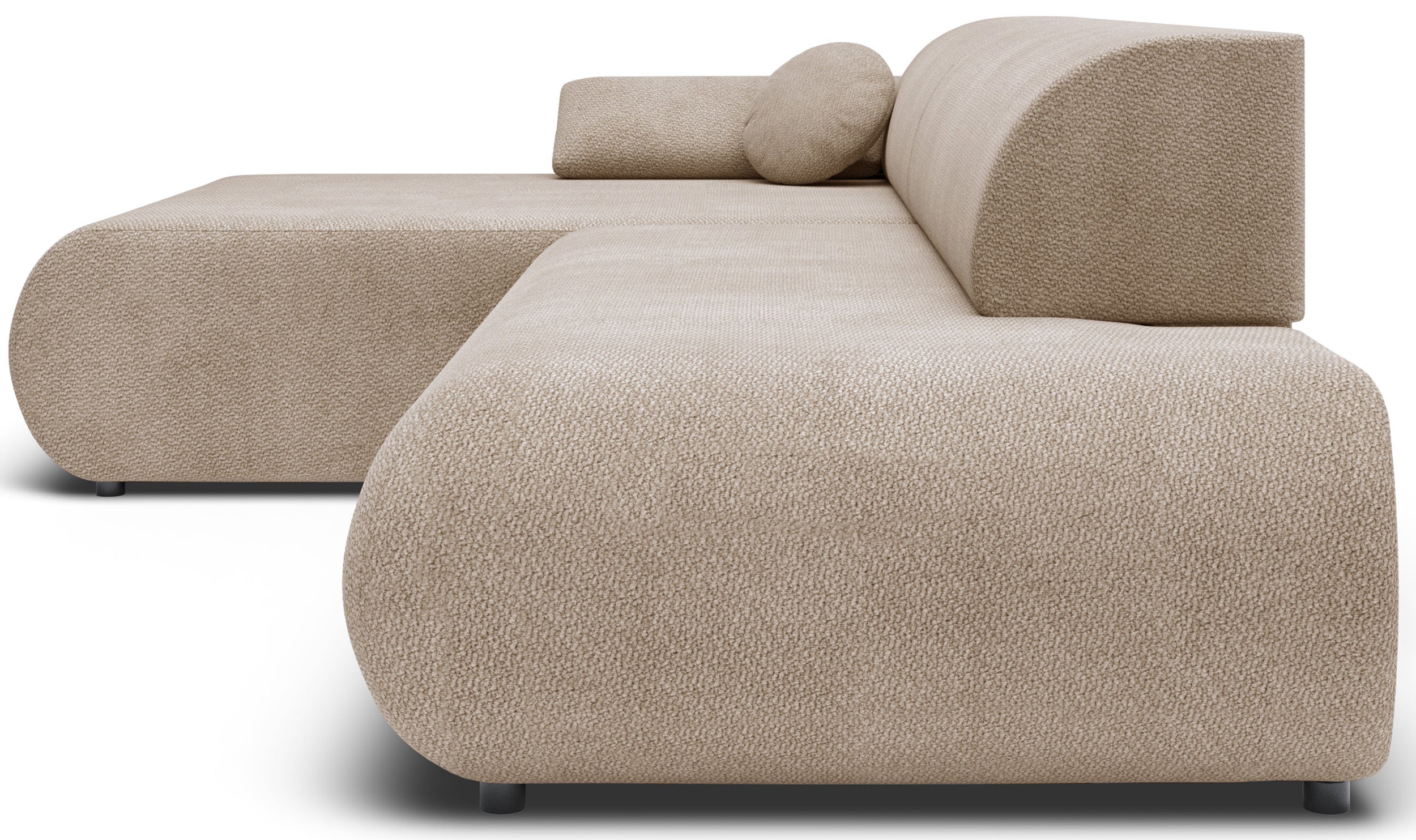 Ecksofa mit Schlaffunktion Armone, L-förmig, linksseitig, beige Chenille