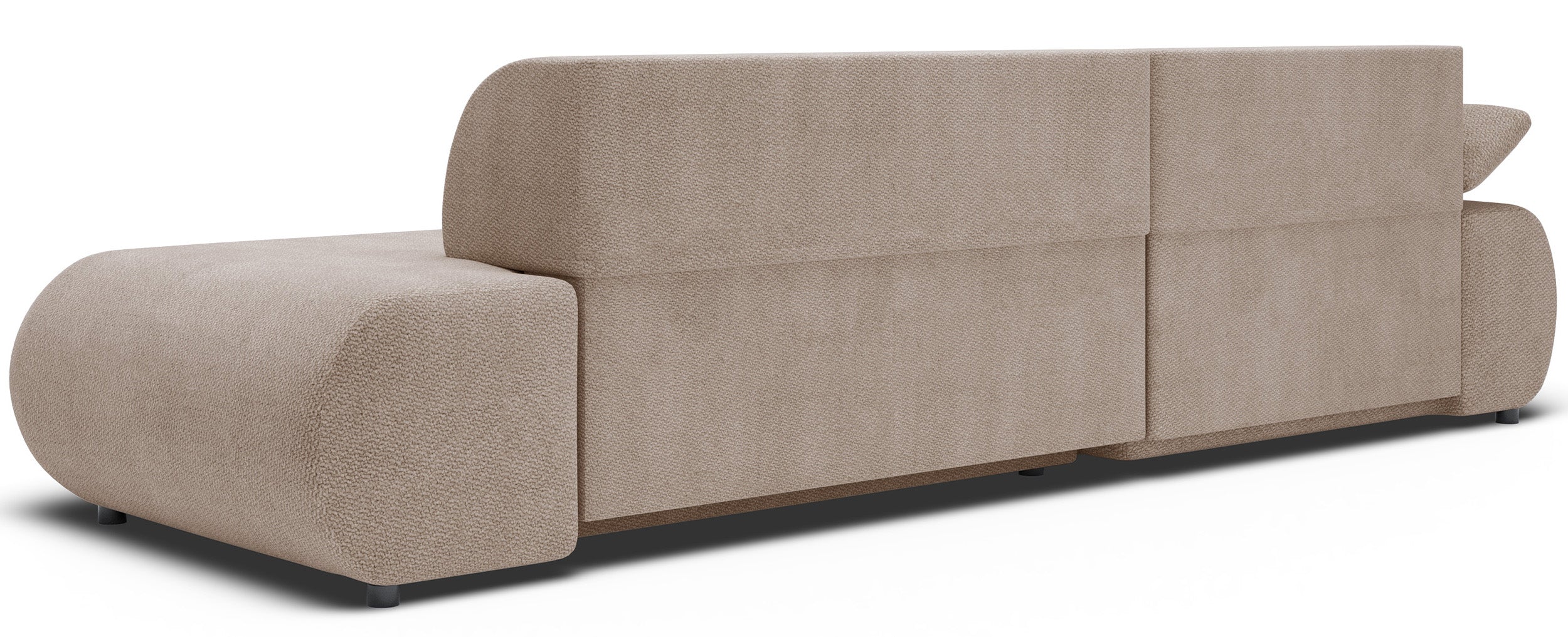 Ecksofa mit Schlaffunktion Armone, L-förmig, linksseitig, beige Chenille