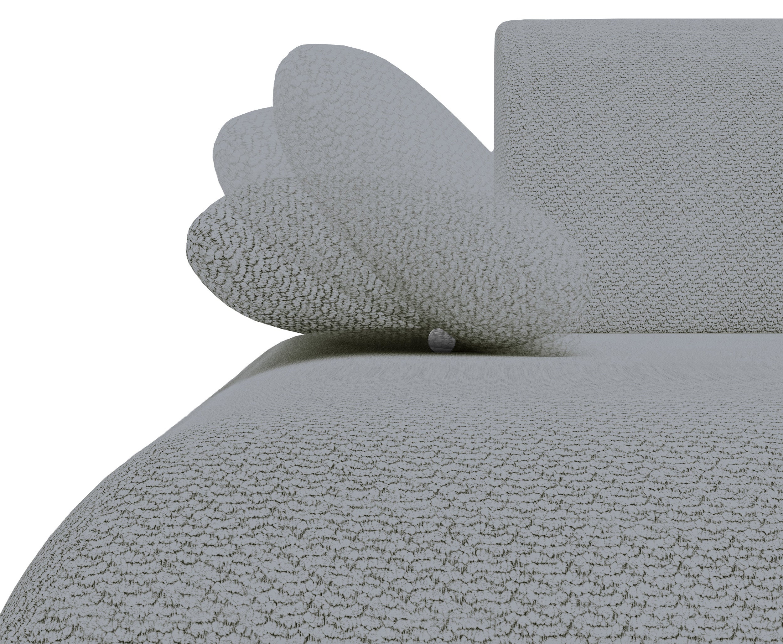 Ecksofa mit Schlaffunktion Armone, L-förmig, linksseitig, grauer Chenille-Stoff