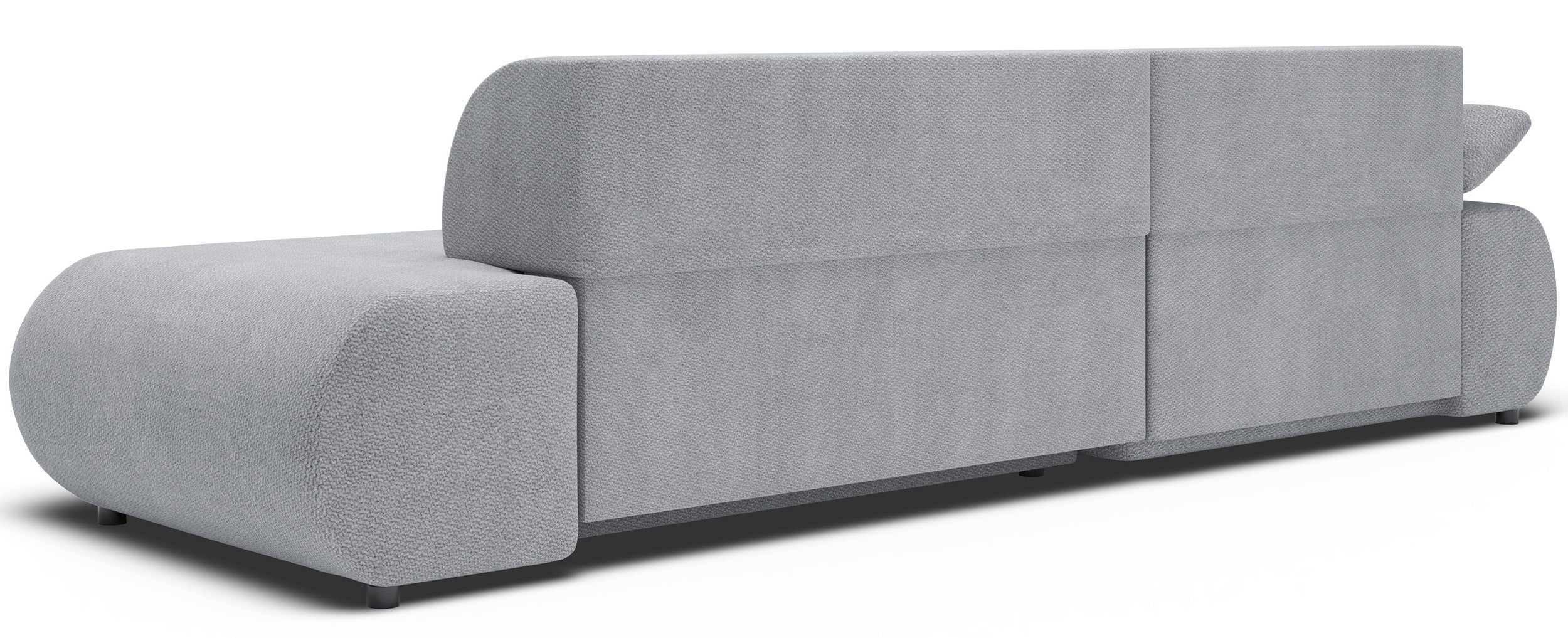 Ecksofa mit Schlaffunktion Armone, L-förmig, linksseitig, grauer Chenille-Stoff