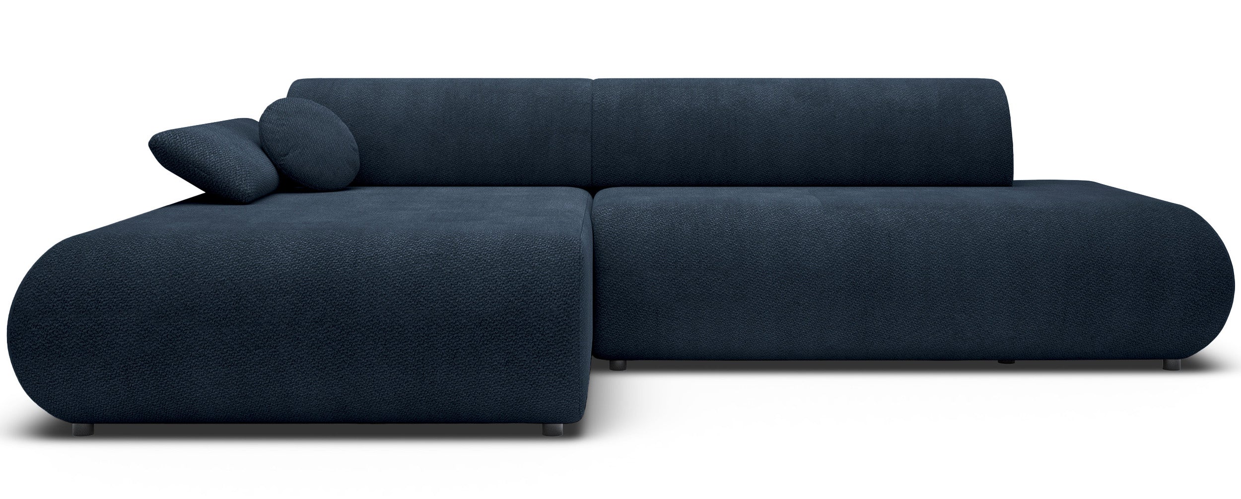 Ecksofa mit Schlafunktion Armone, L-förmig, linksseitig, marineblauer Chenille-Bezug