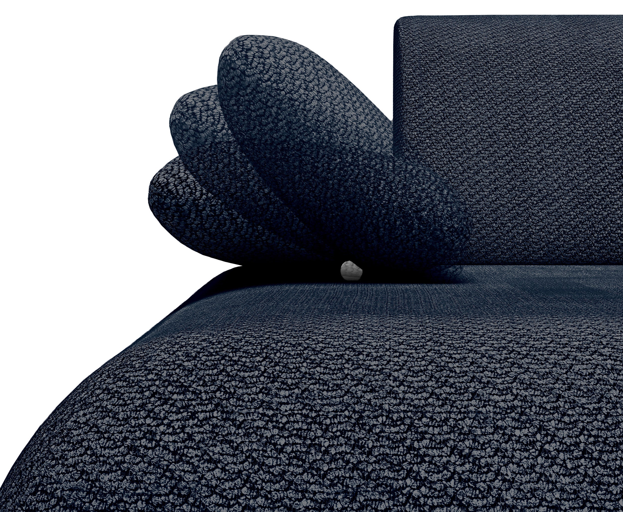 Ecksofa mit Schlafunktion Armone, L-förmig, linksseitig, marineblauer Chenille-Bezug