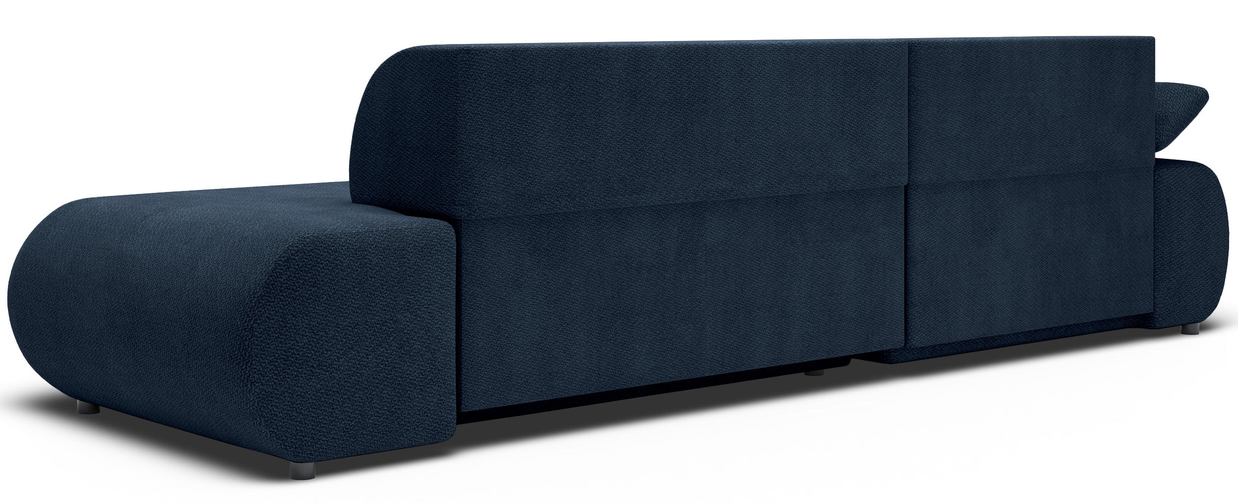 Ecksofa mit Schlafunktion Armone, L-förmig, linksseitig, marineblauer Chenille-Bezug