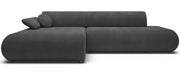 Ecksofa mit Schlaffunktion Armone, L-förmig, linksseitig, grafitfarbener Chenille-Stoff
