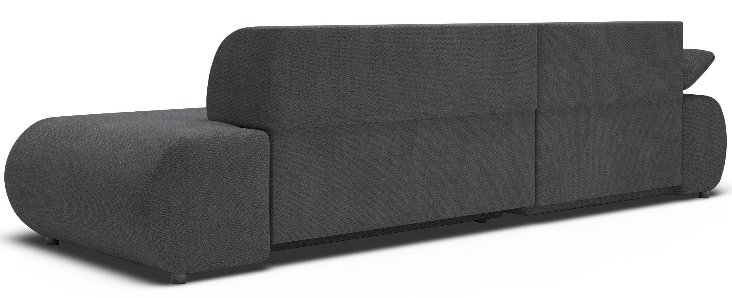 Ecksofa mit Schlaffunktion Armone, L-förmig, linksseitig, grafitfarbener Chenille-Stoff