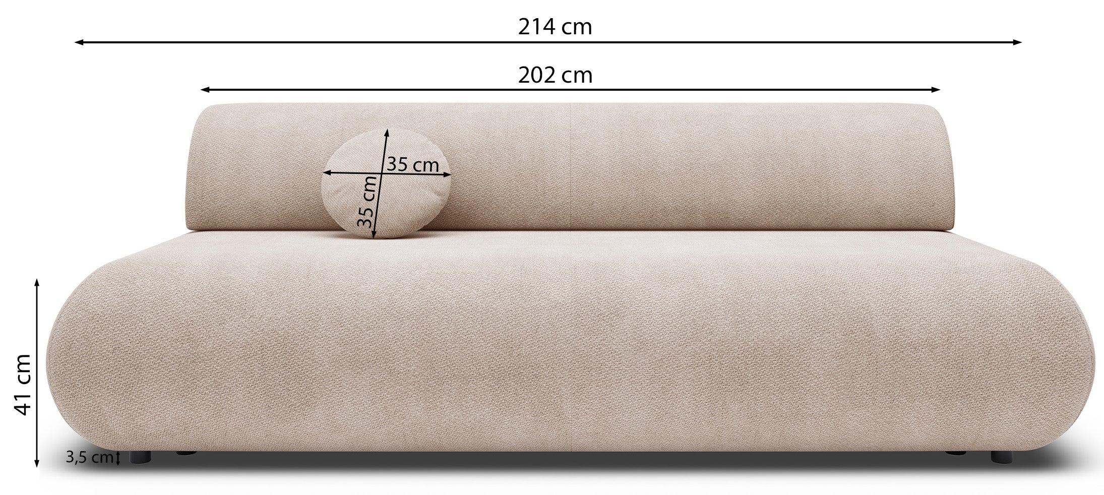 Dreisitziges ausklappbares Sofa Armone in hellbeigem Chenille-Stoff
