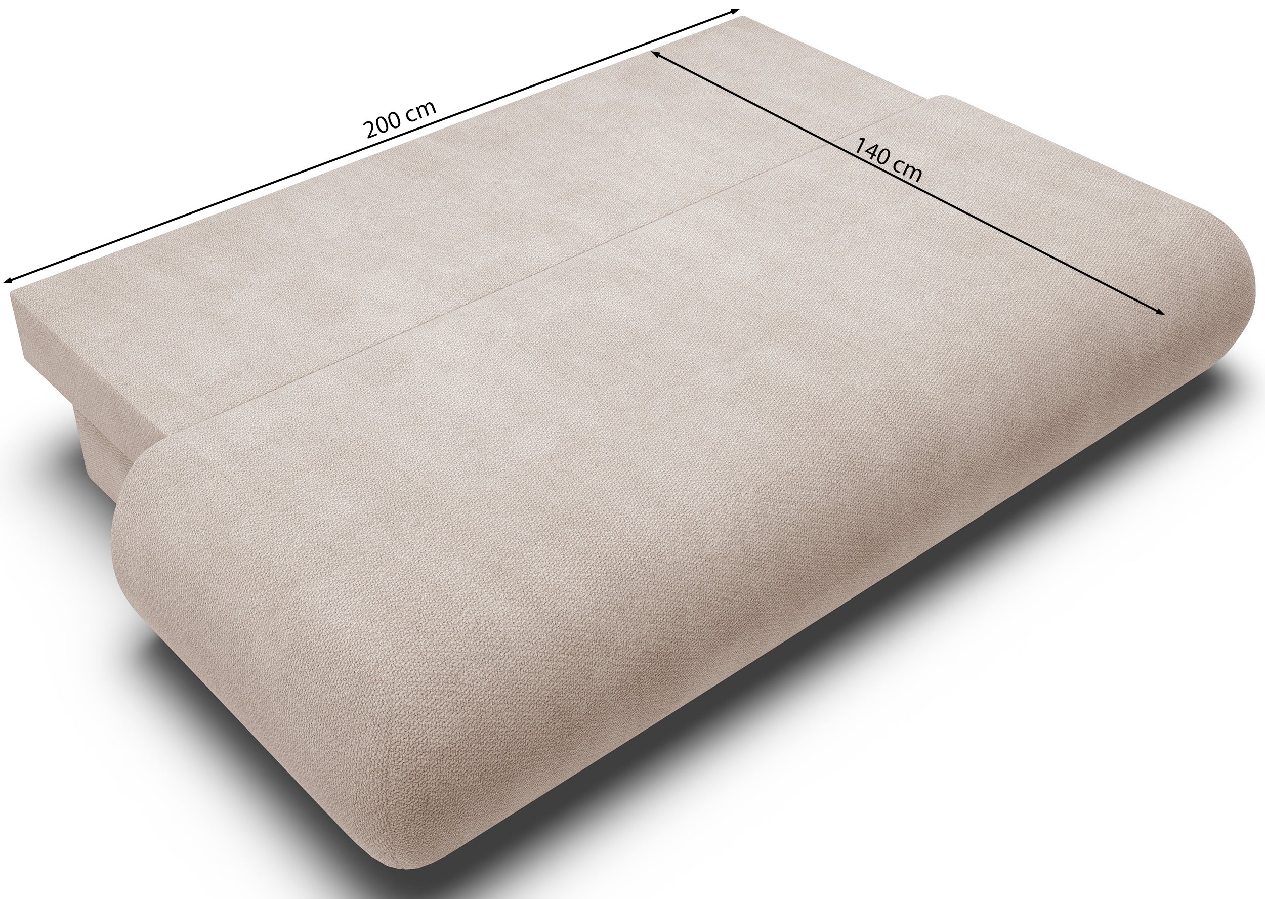 Dreisitziges ausklappbares Sofa Armone in hellbeigem Chenille-Stoff