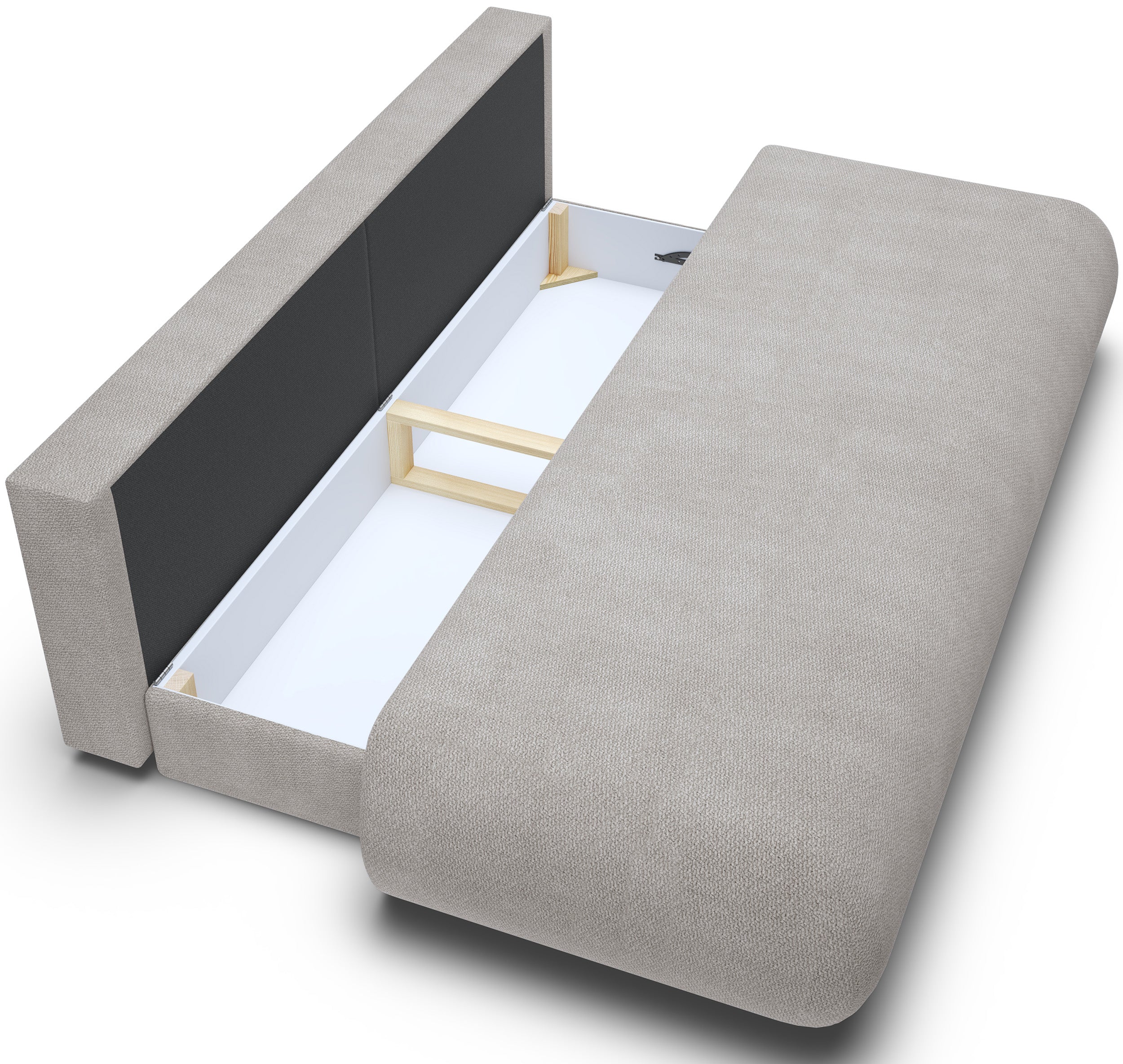 Dreisitziges ausklappbares Sofa Armone in Hellgrau Chenille