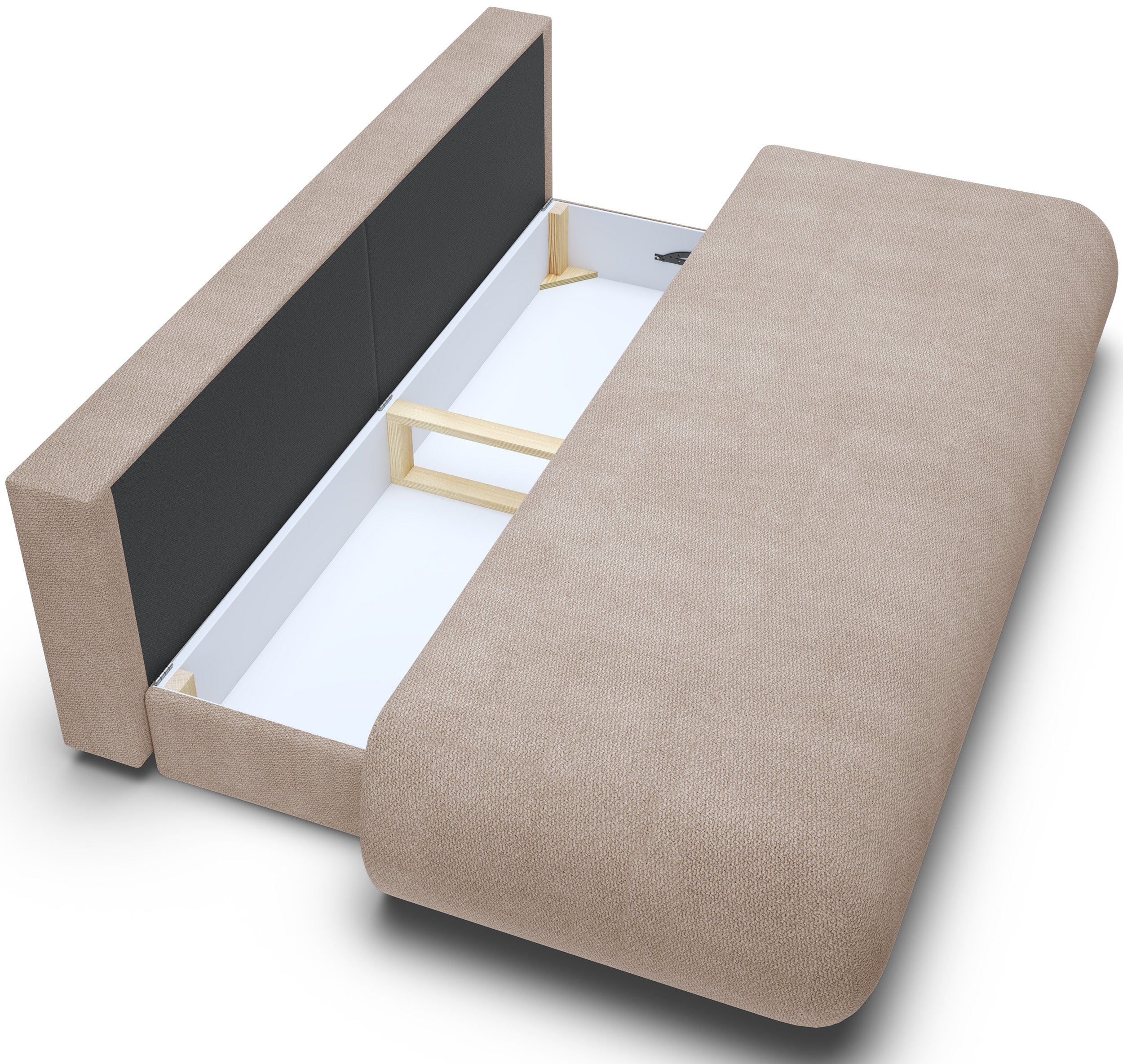 Dreisitziges ausklappbares Sofa Armone in Beige, Chenille