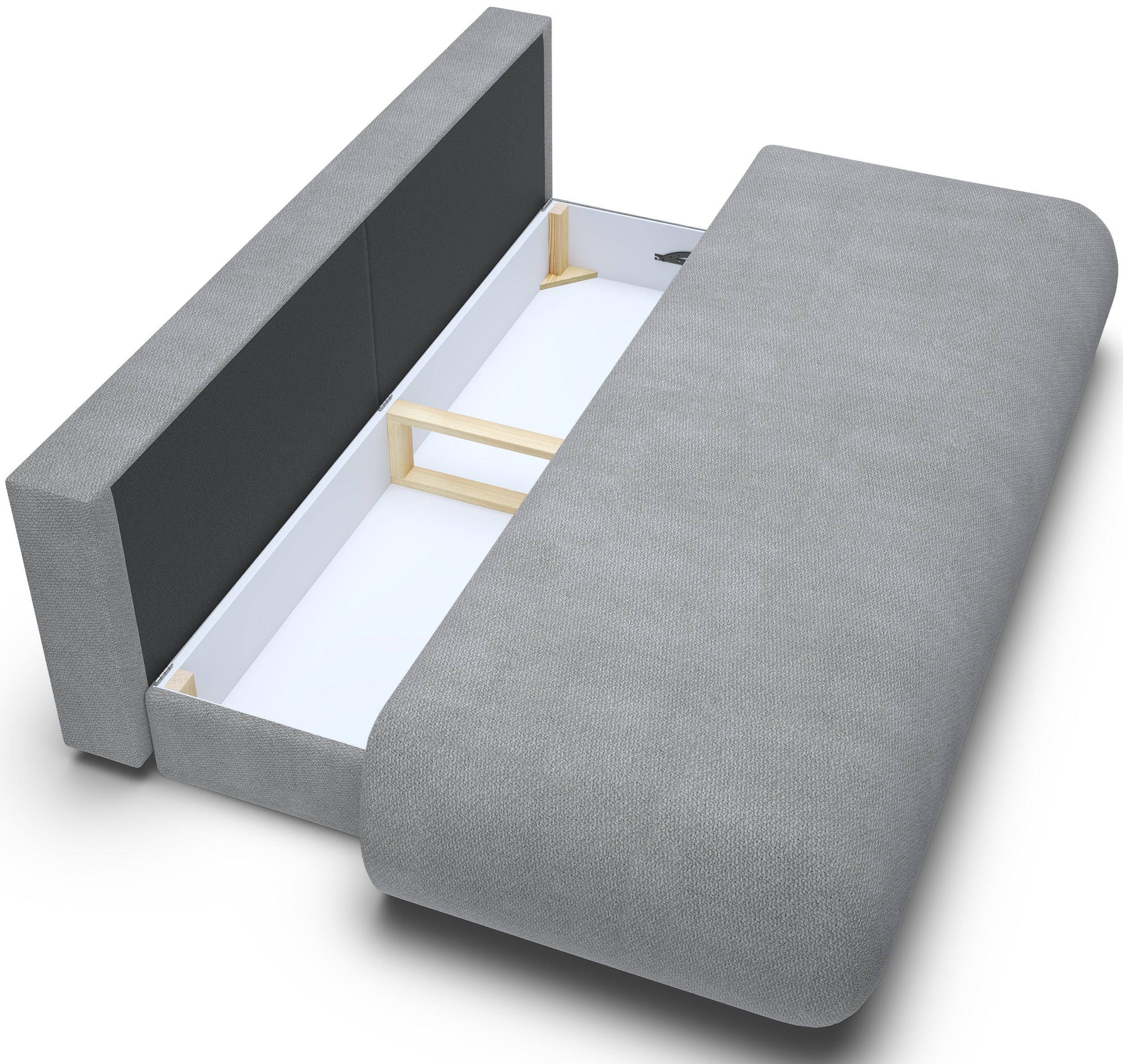 Dreisitziges ausklappbares Sofa Armone in grauem Chenille