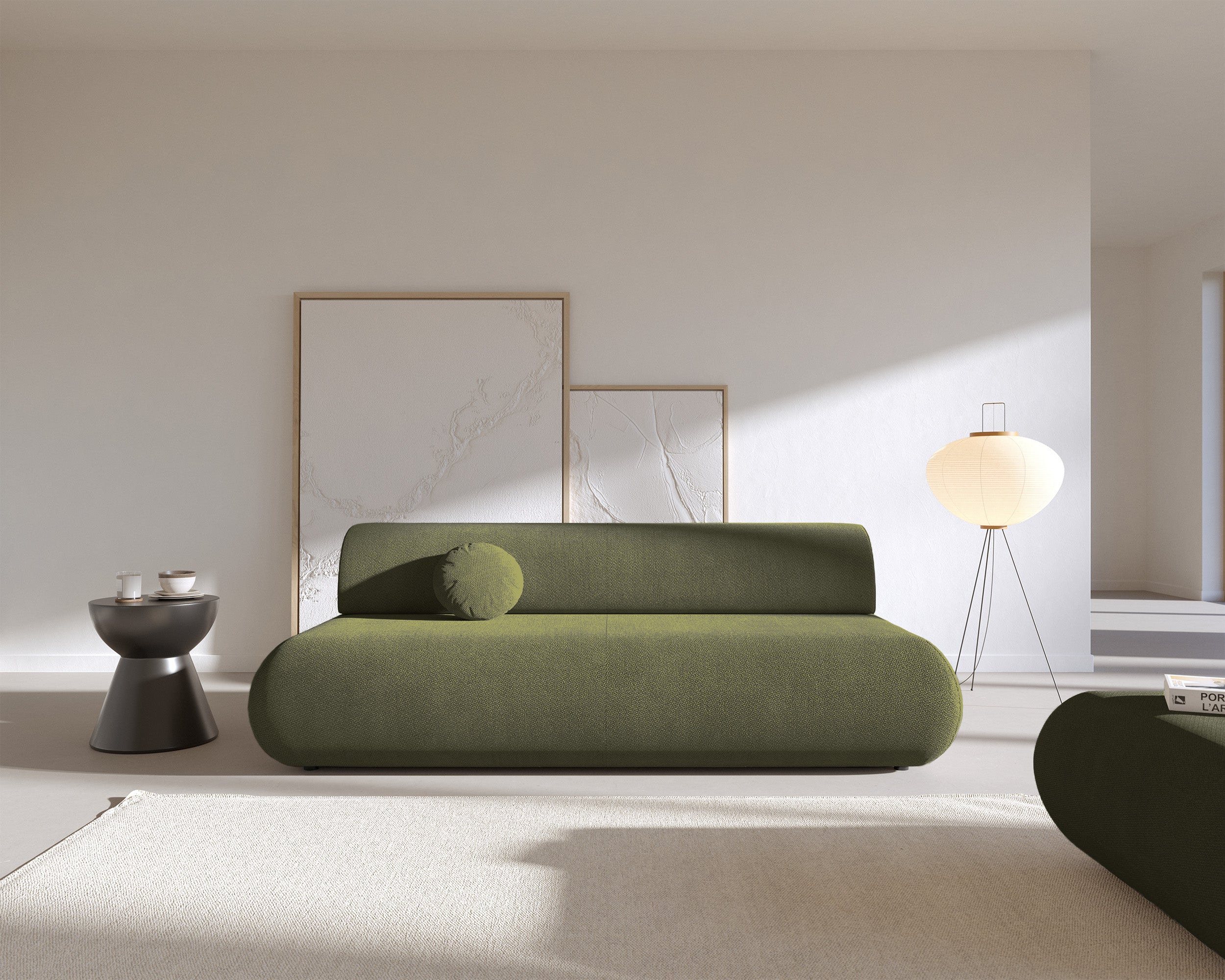 Drei-Sitzer-Schlafsofa Armone in Olivgrün Chenille